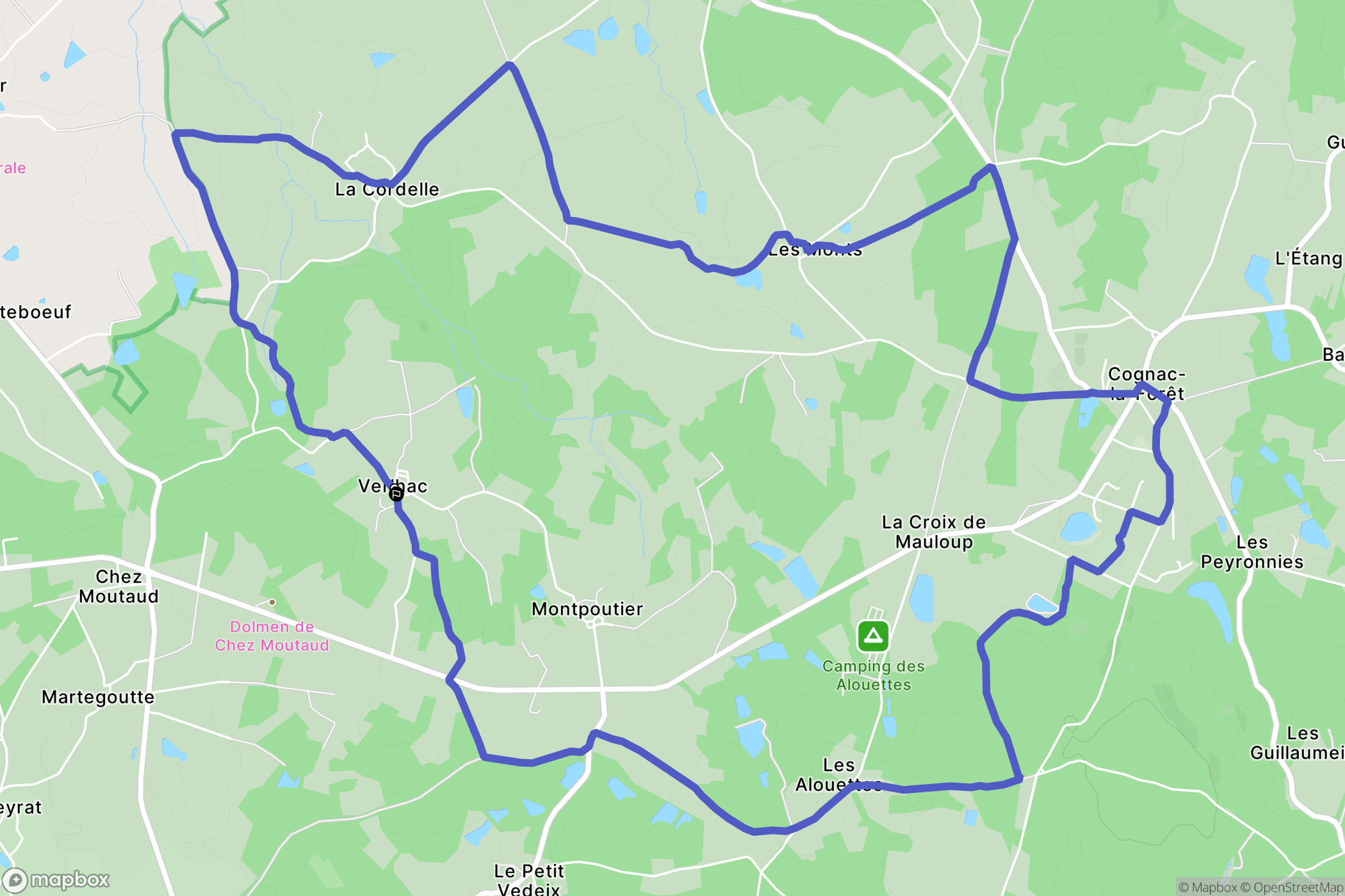 Cognac-la-Forêt : carte du parcours de randonnée - France