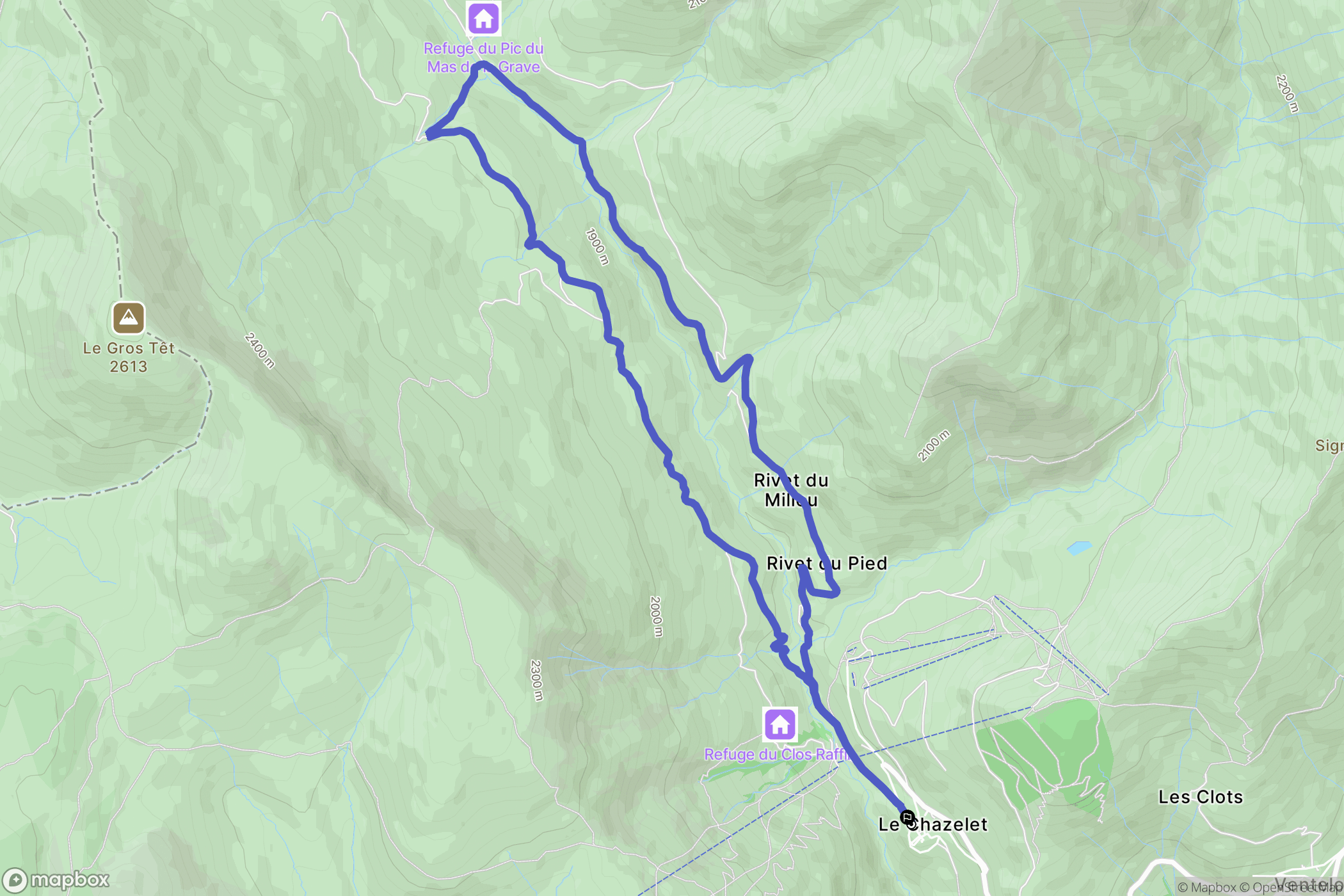 La Grave : carte du parcours de randonnée - France