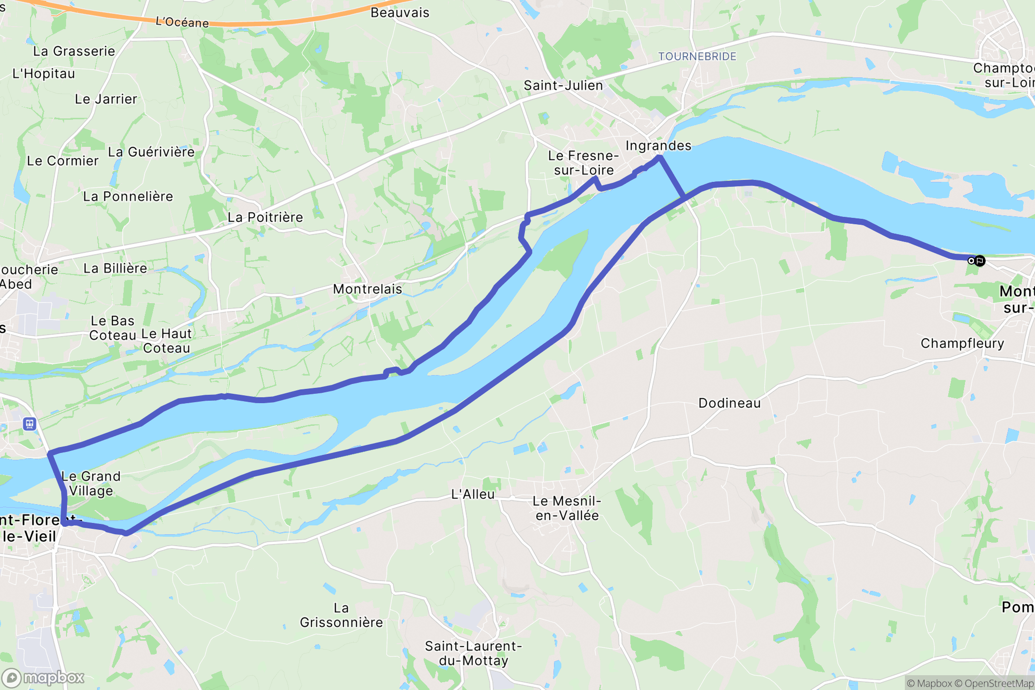 Mauges-sur-Loire : carte du parcours de randonnée - France