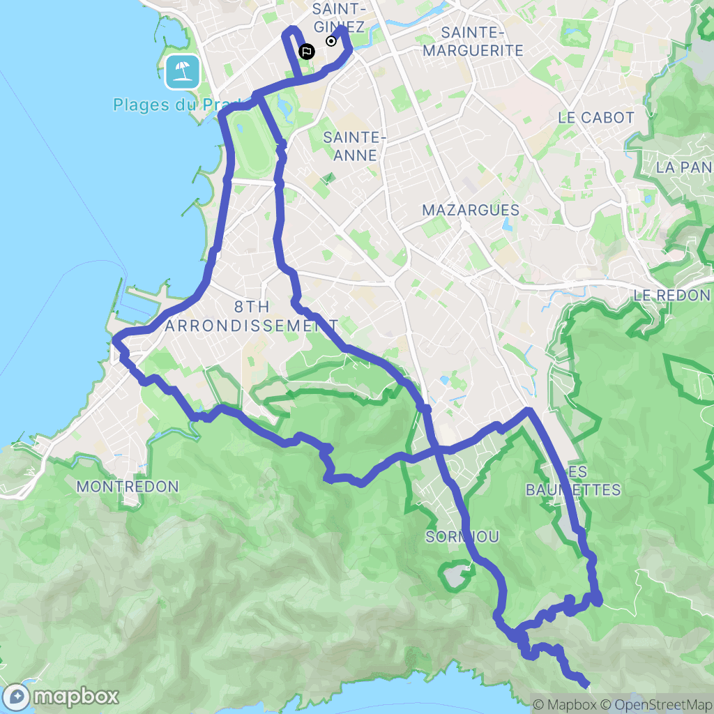 Marseille : carte du parcours de randonnée - France