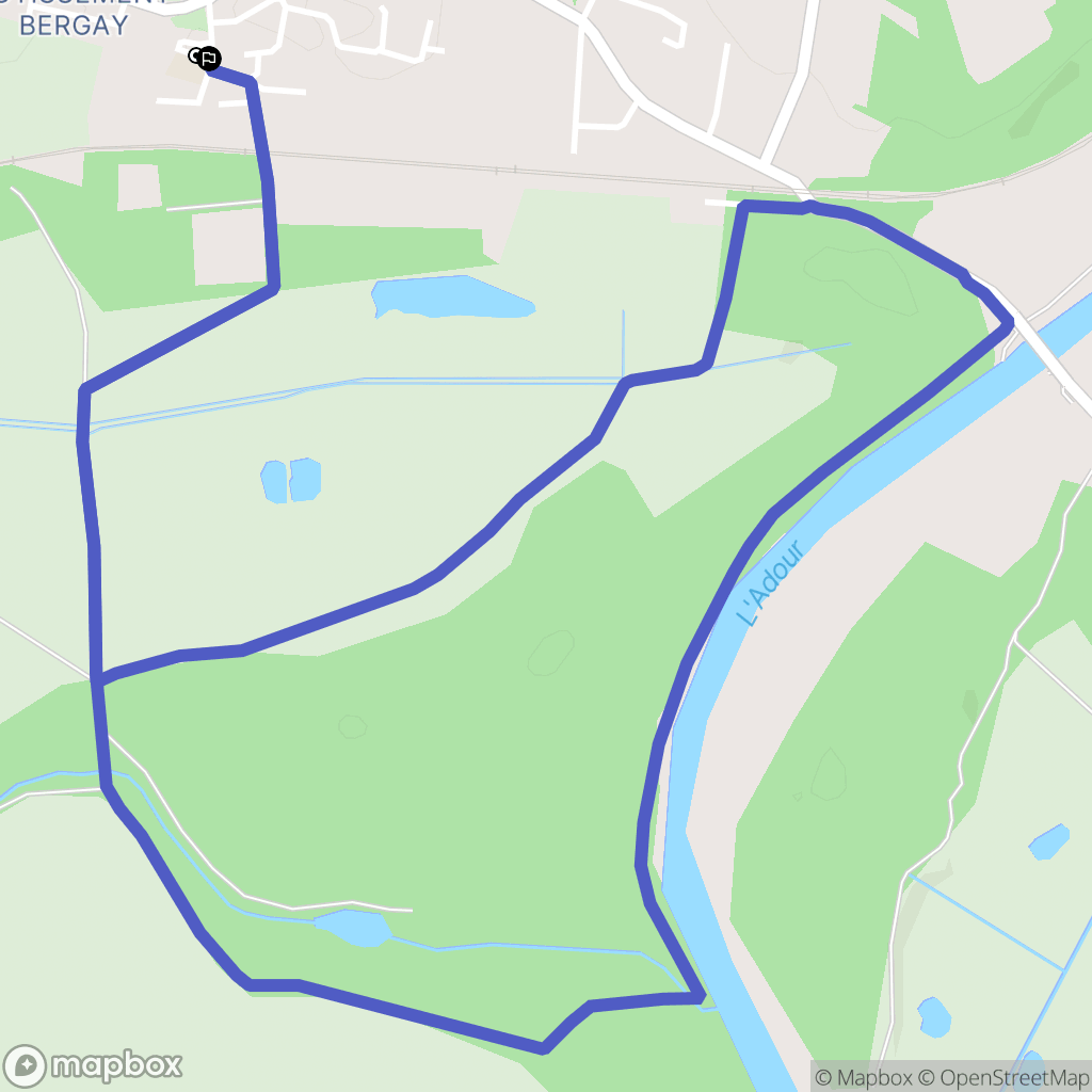 Rivière-Saas-et-Gourby : carte du parcours de randonnée - France