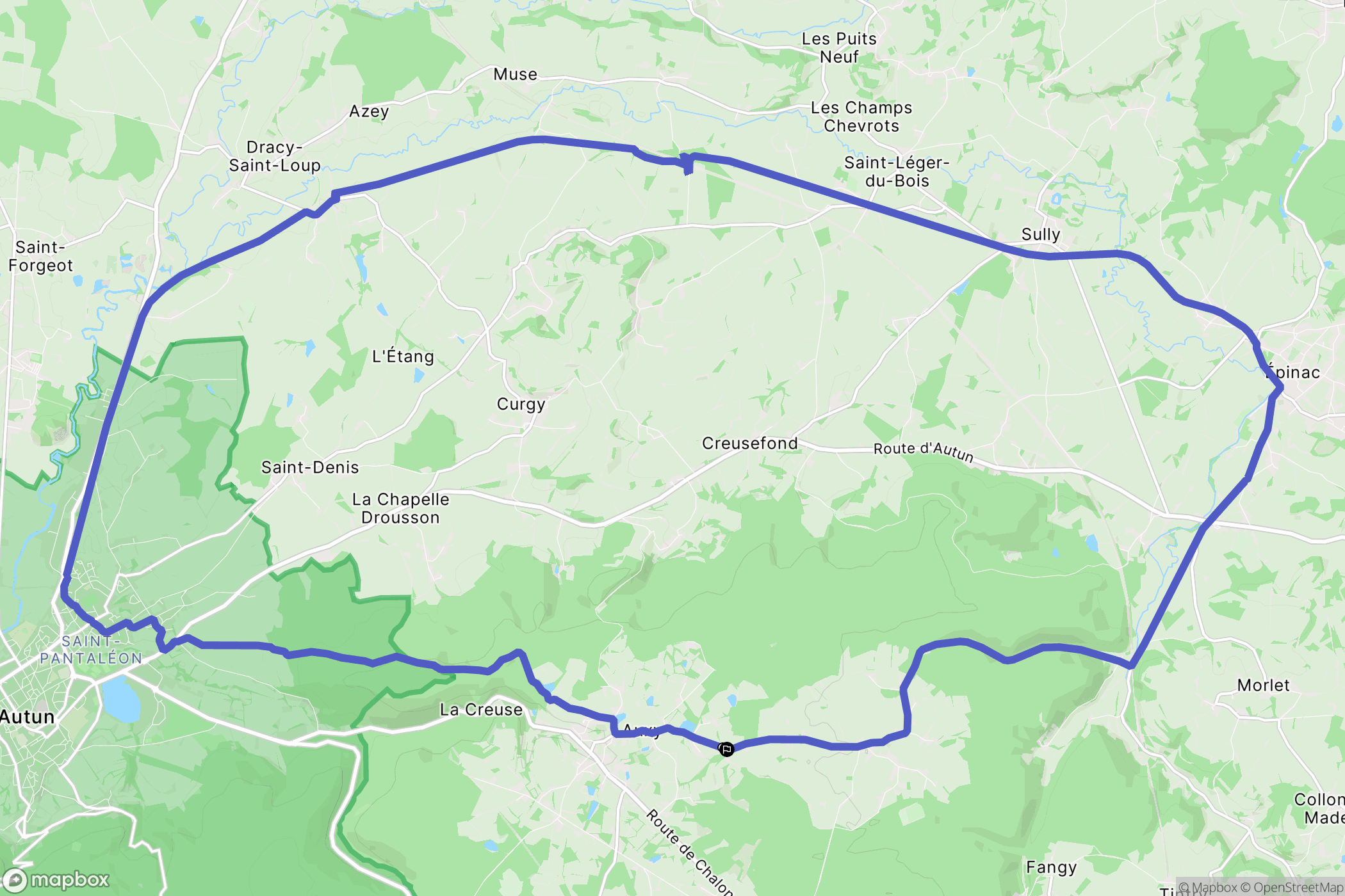 Auxy : carte du parcours de randonnée - France
