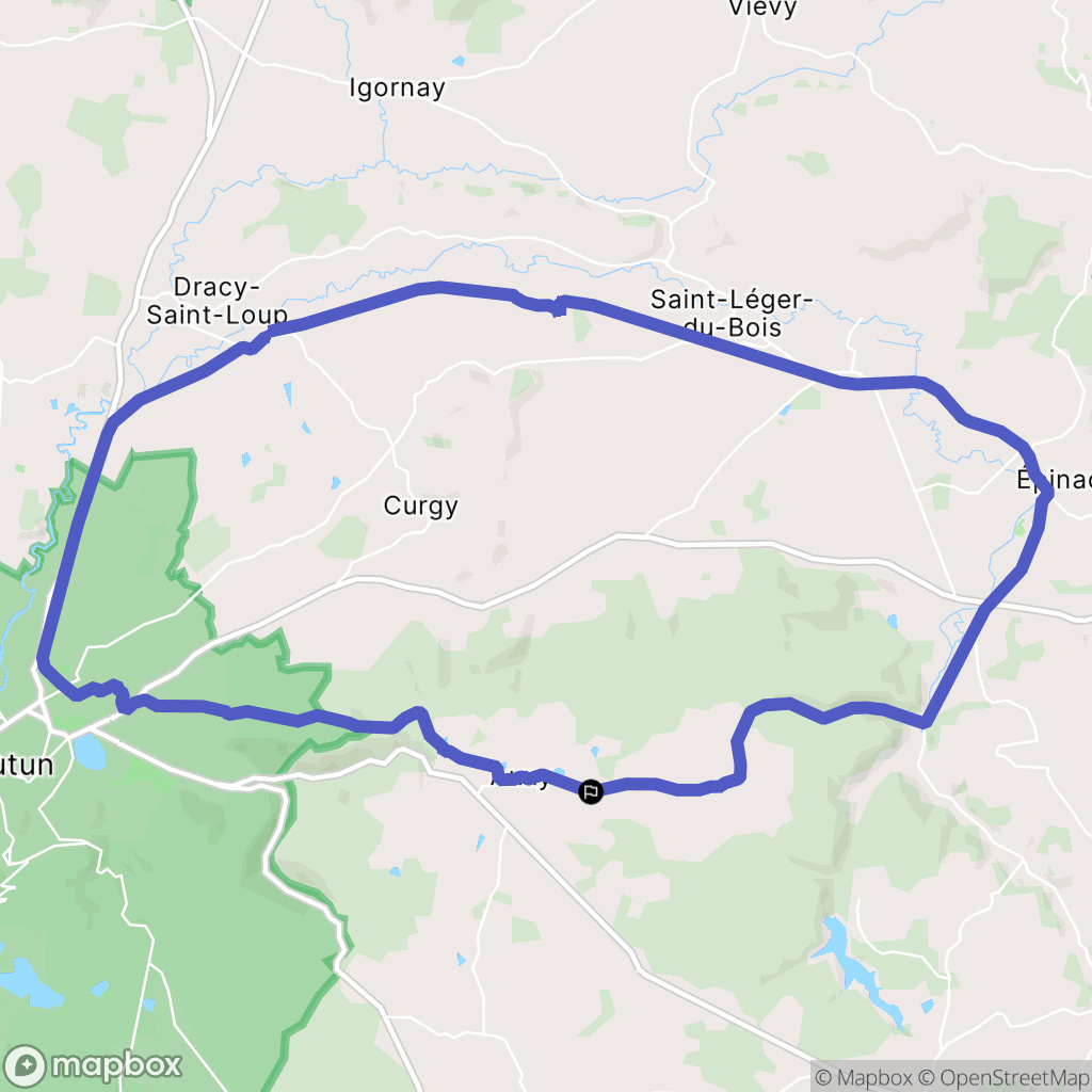 Auxy : carte du parcours de randonnée - France
