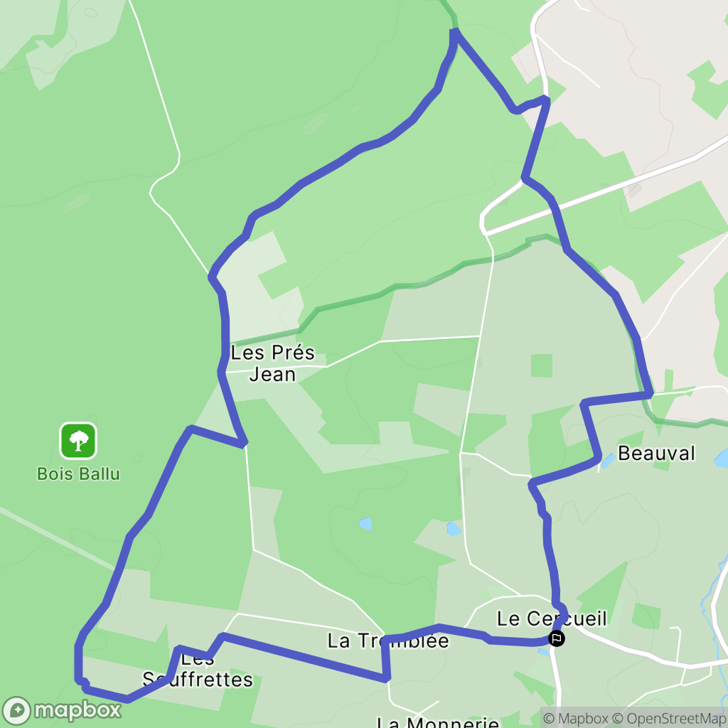 Le Cercueil : carte du parcours de randonnée - France