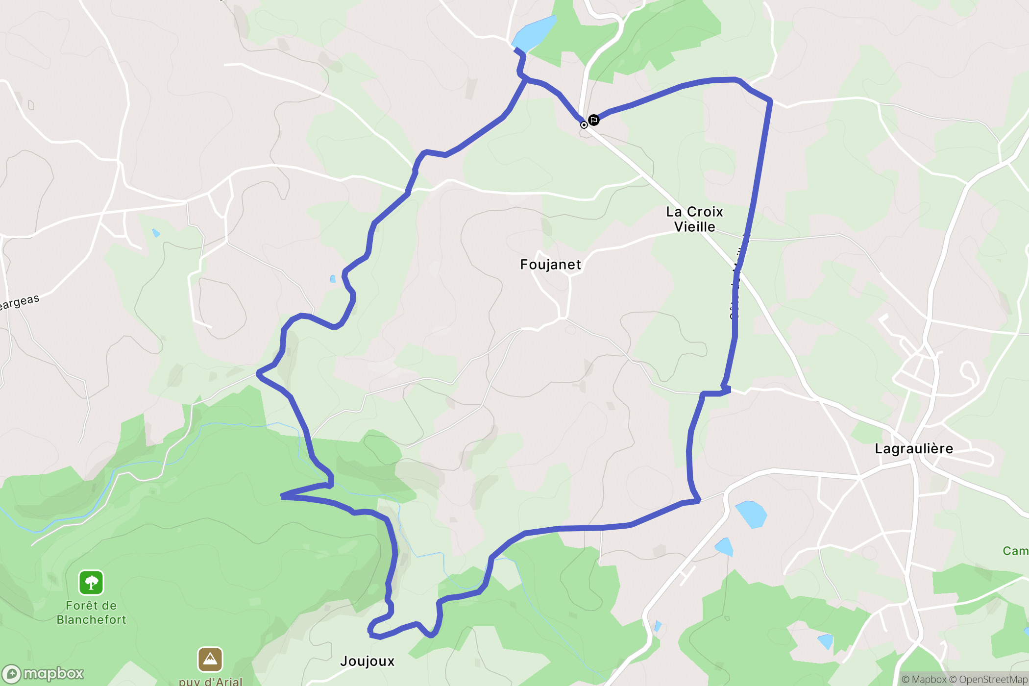 Lagraulière : carte du parcours de randonnée - France