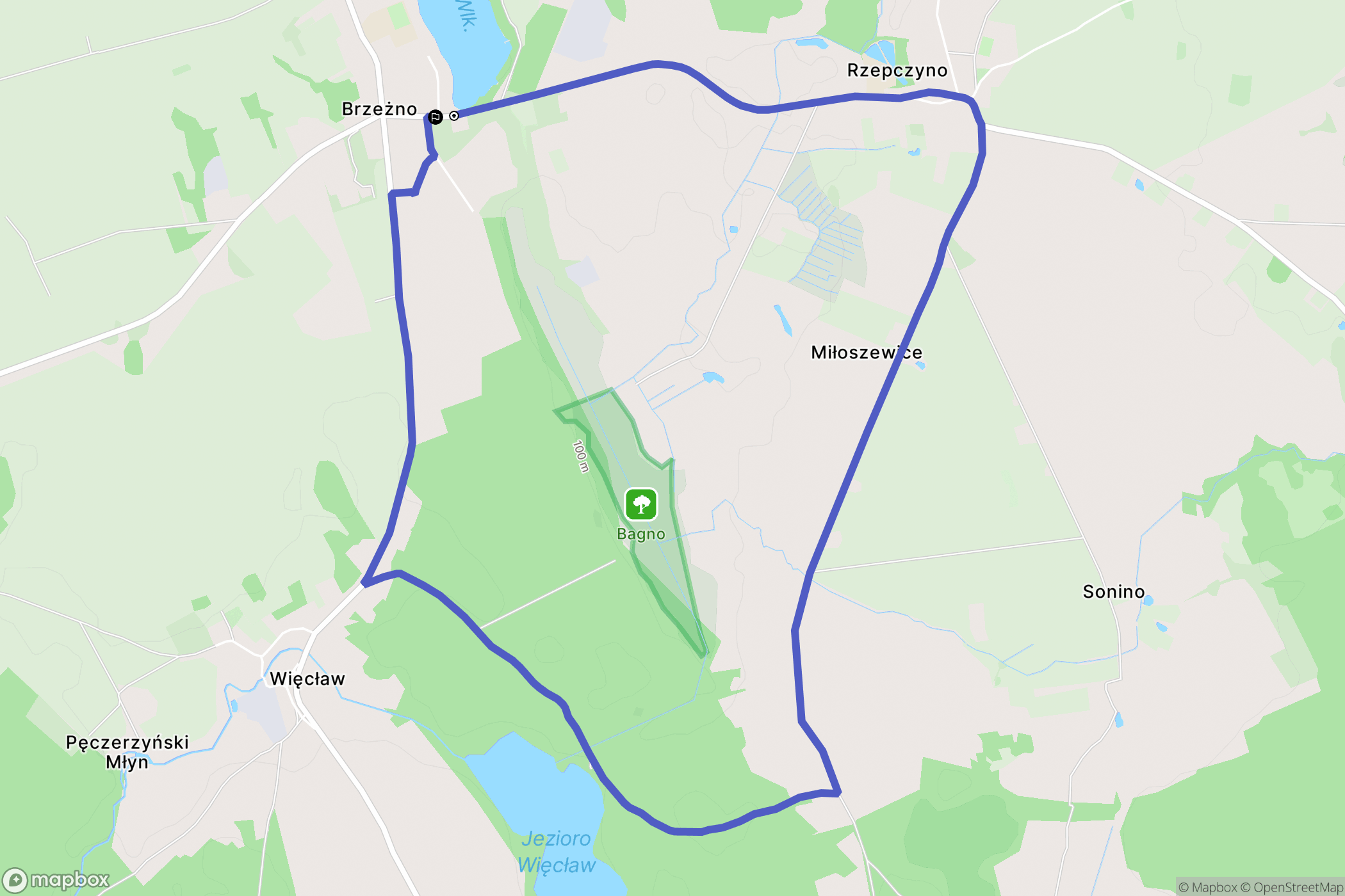 Brzeżno: mapa trasy - Poland