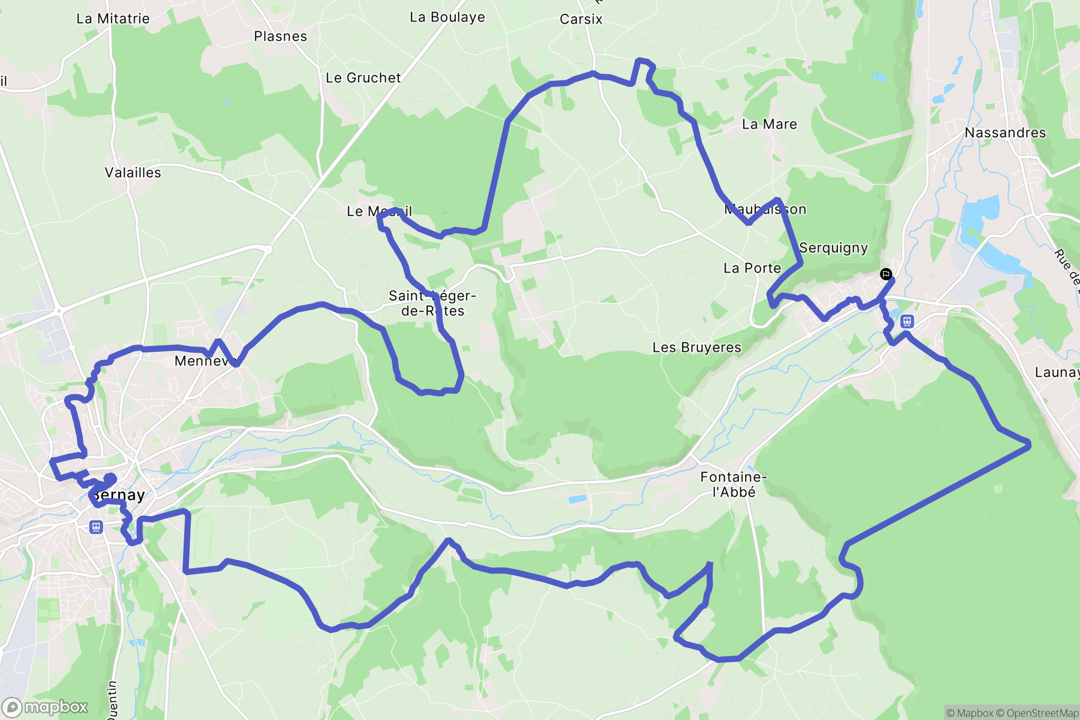 Serquigny : carte du parcours de randonnée - France