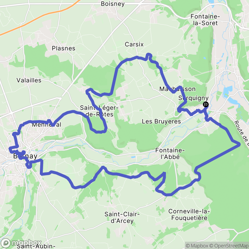 Serquigny : carte du parcours de randonnée - France
