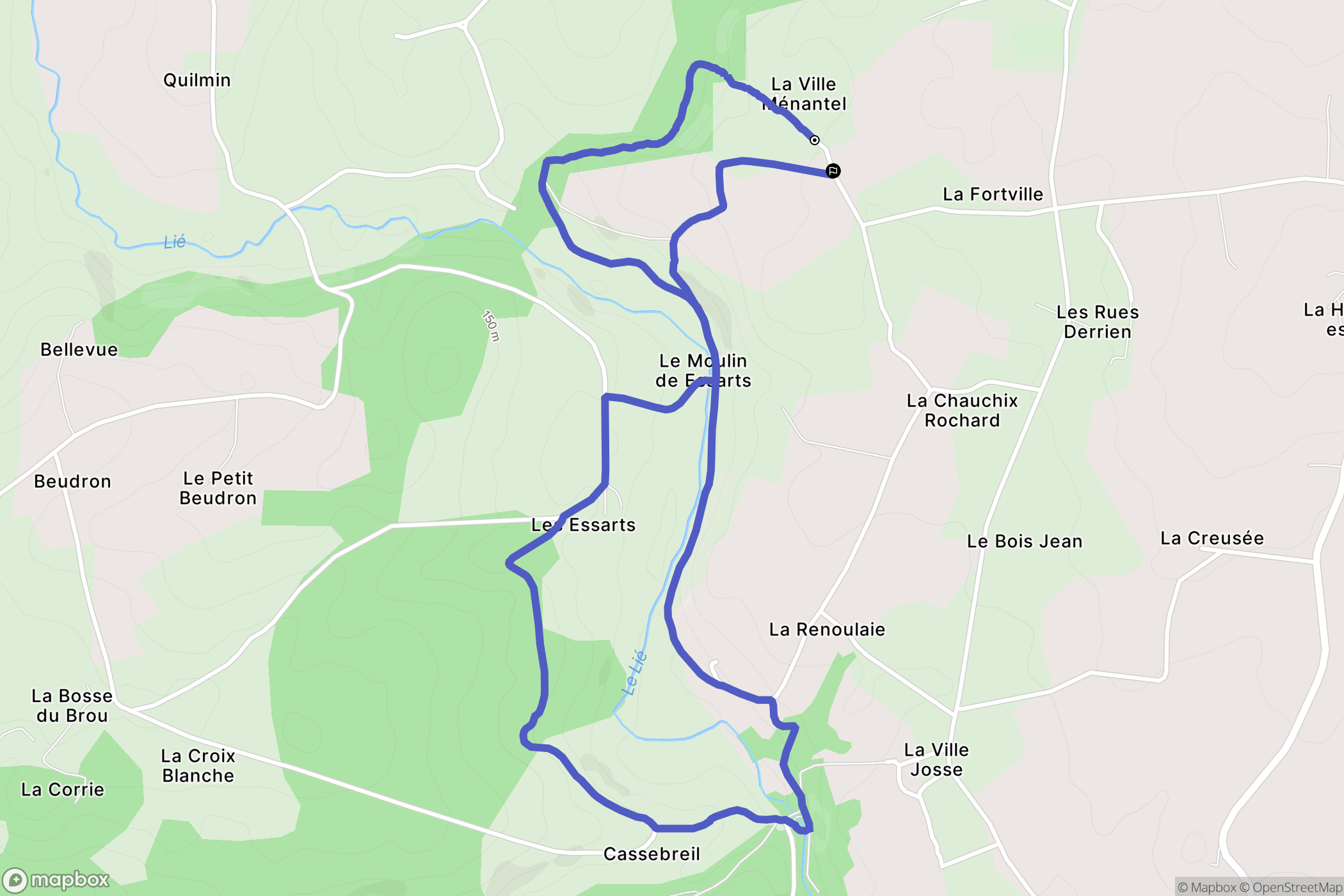 Le Mené : carte du parcours de randonnée - France