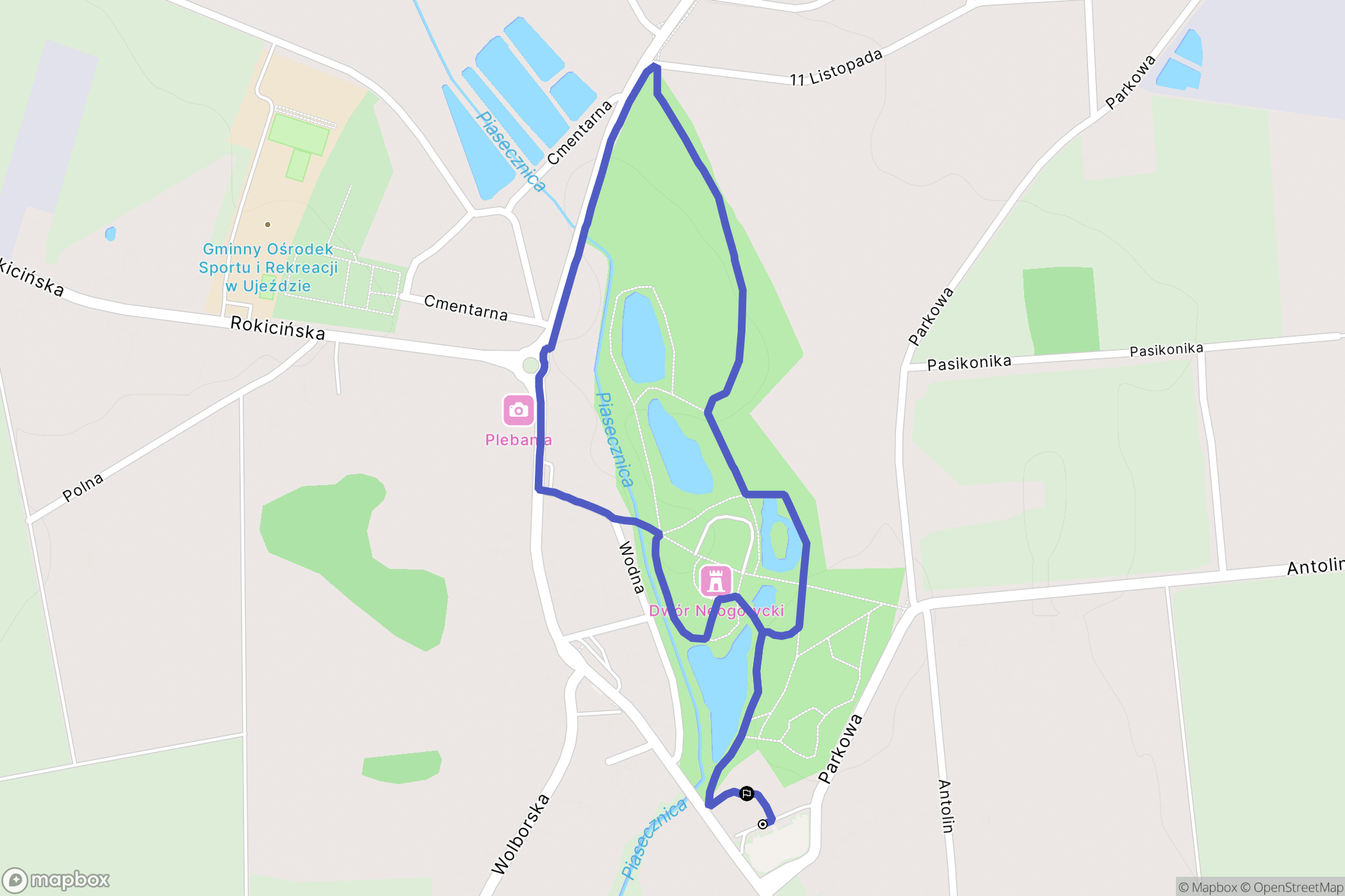 Ujazd: mapa trasy - Poland
