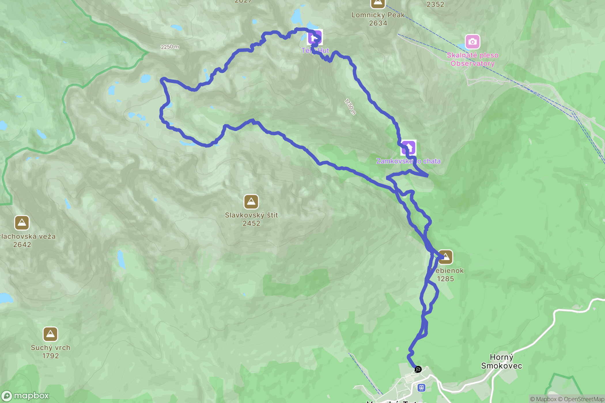 Vysoké Tatry: mapa trasy - Slovakia