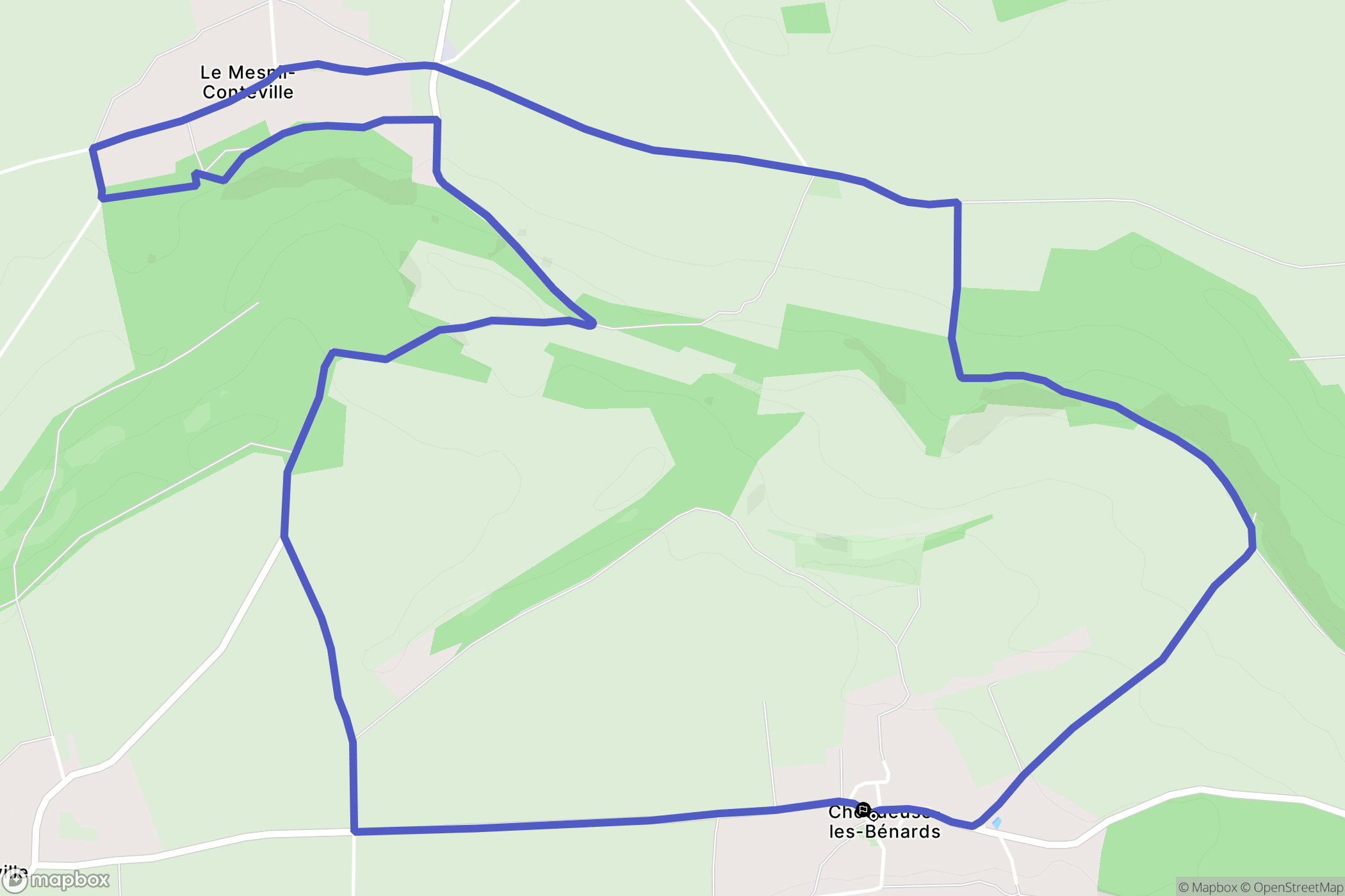 Choqueuse-les-Bénards : carte du parcours de randonnée - France