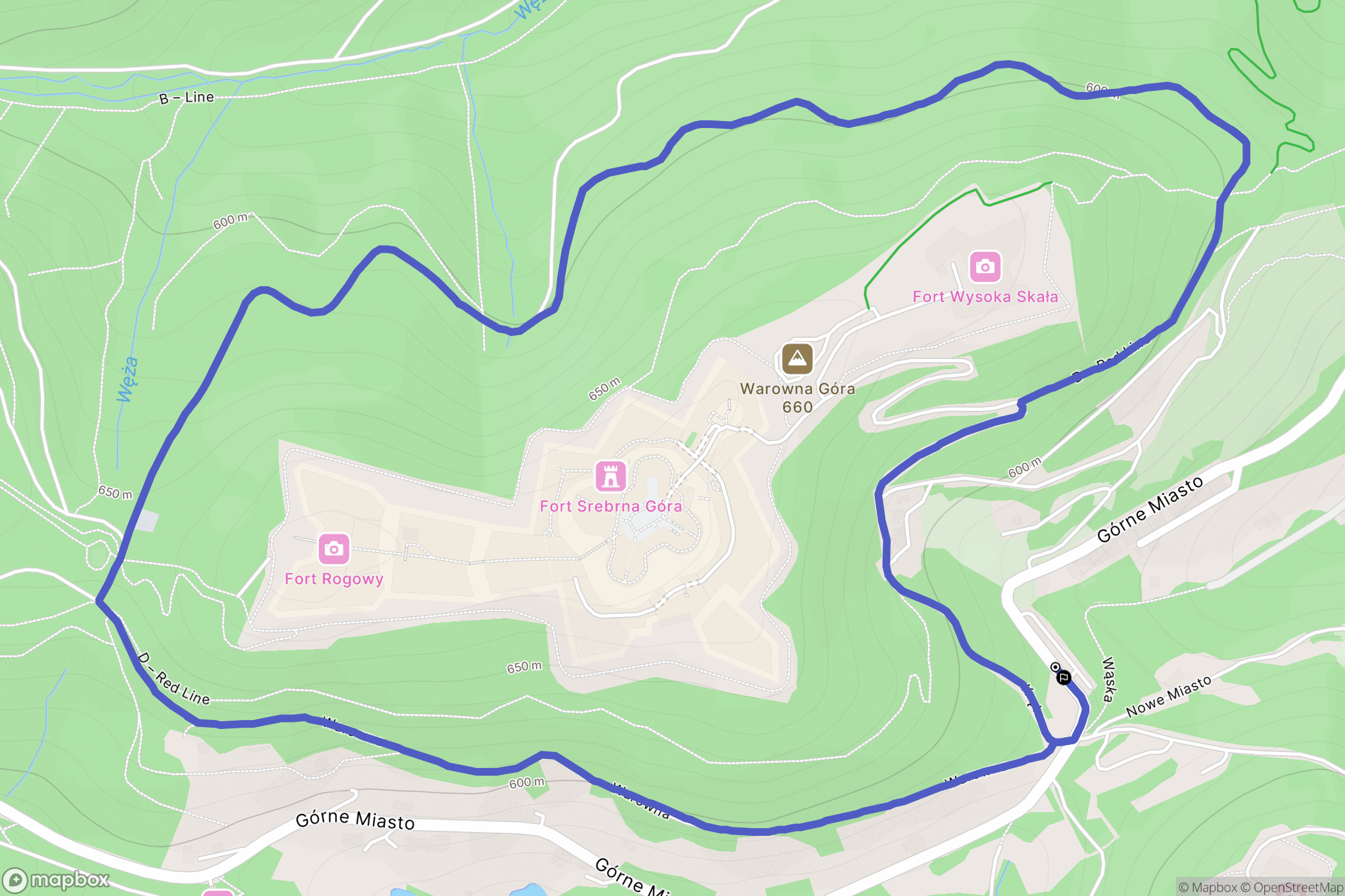 Srebrna Góra: mapa trasy - Poland
