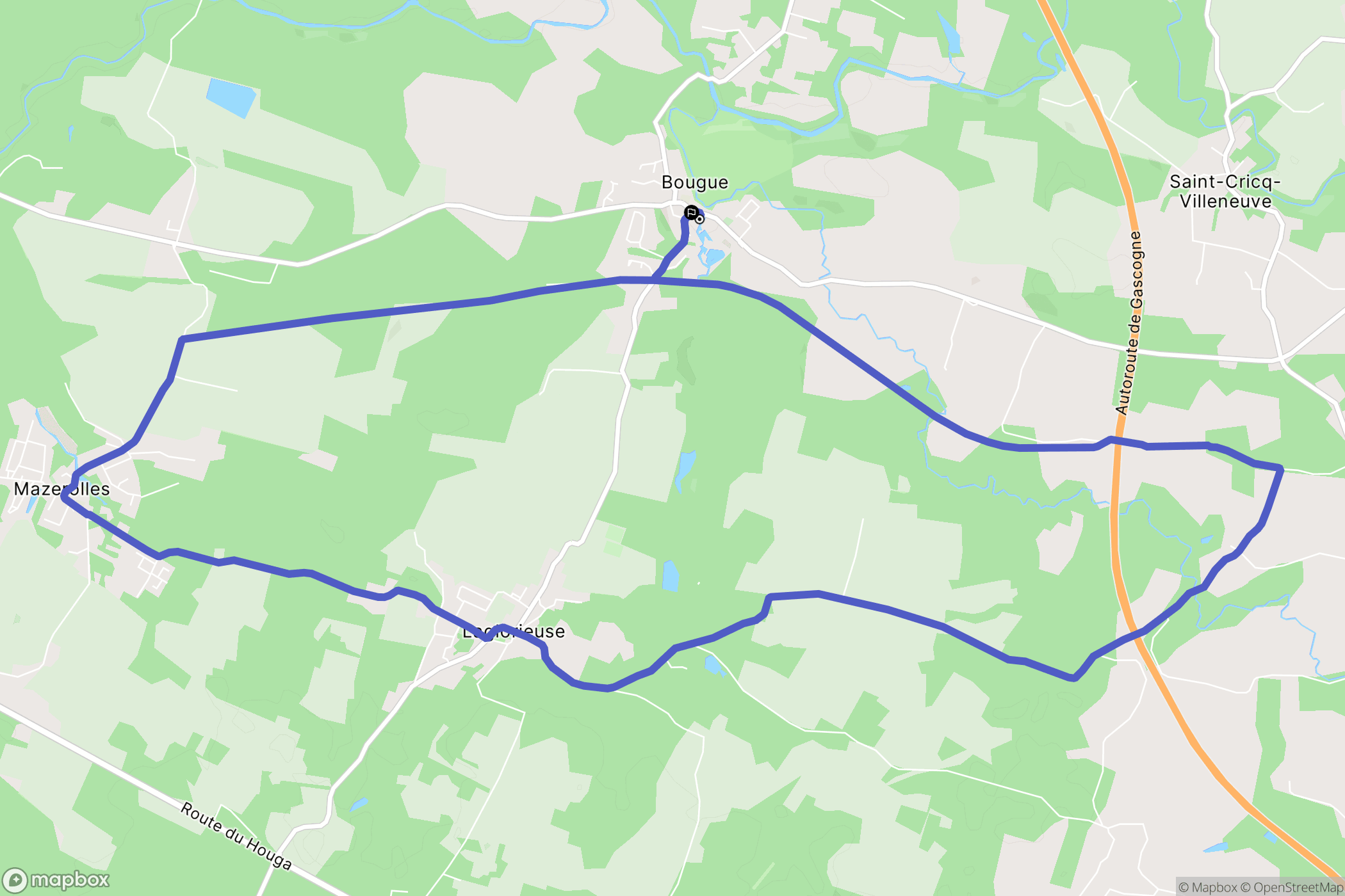 Bougue : carte du parcours de randonnée - France