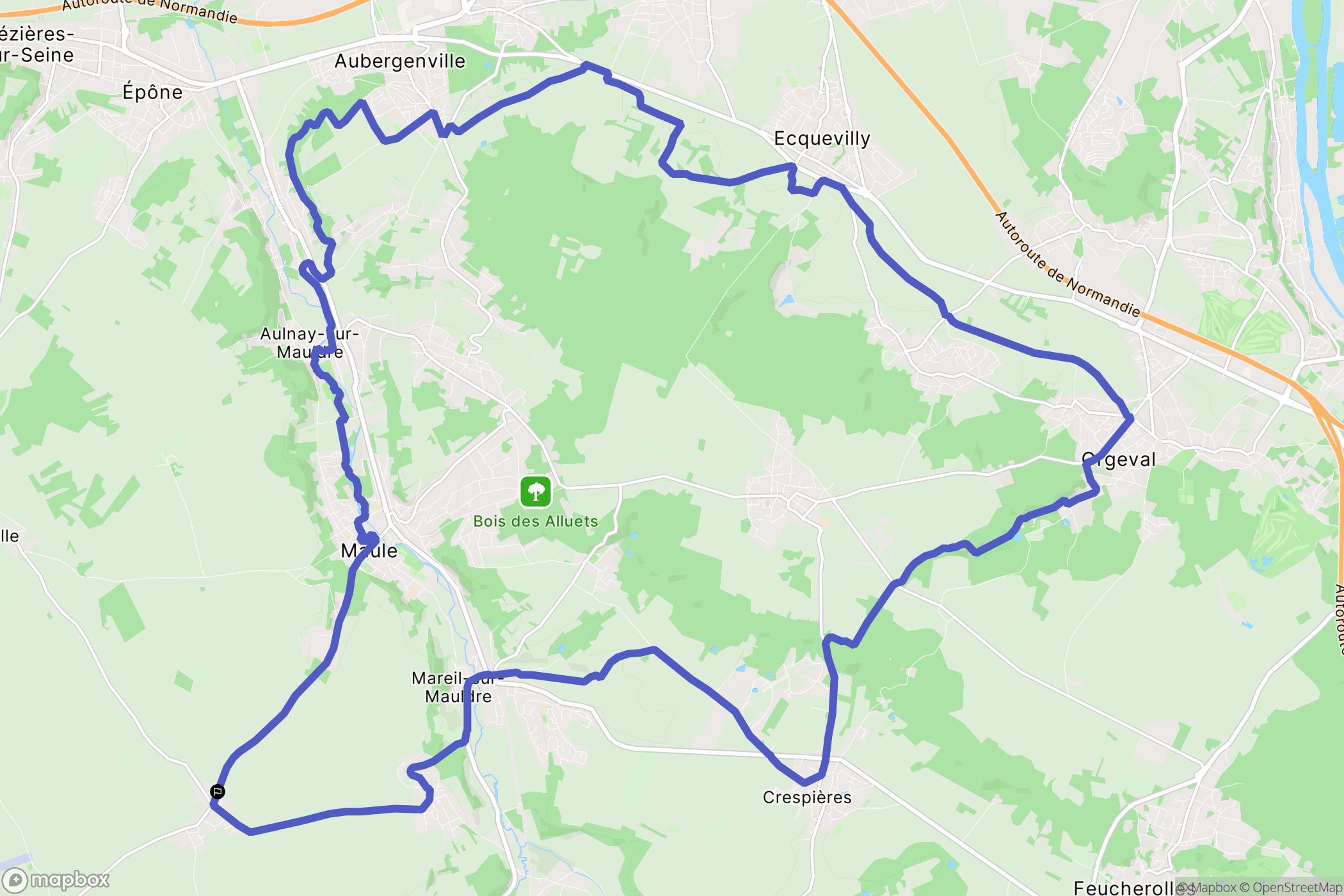 Andelu : carte du parcours de randonnée - France