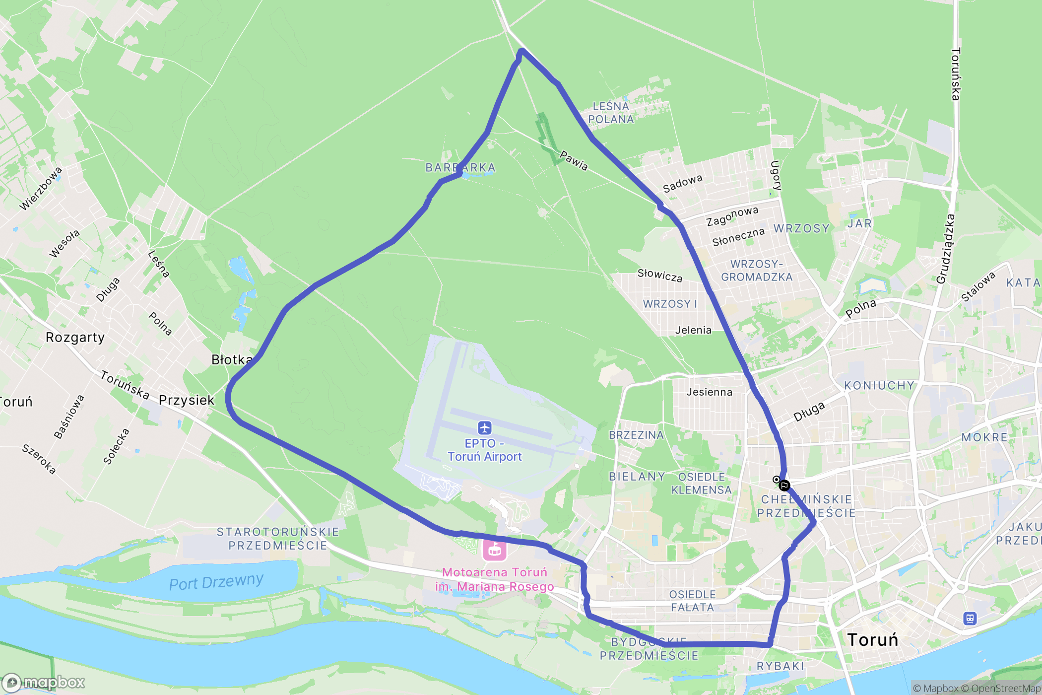 Toruń: mapa trasy - Poland