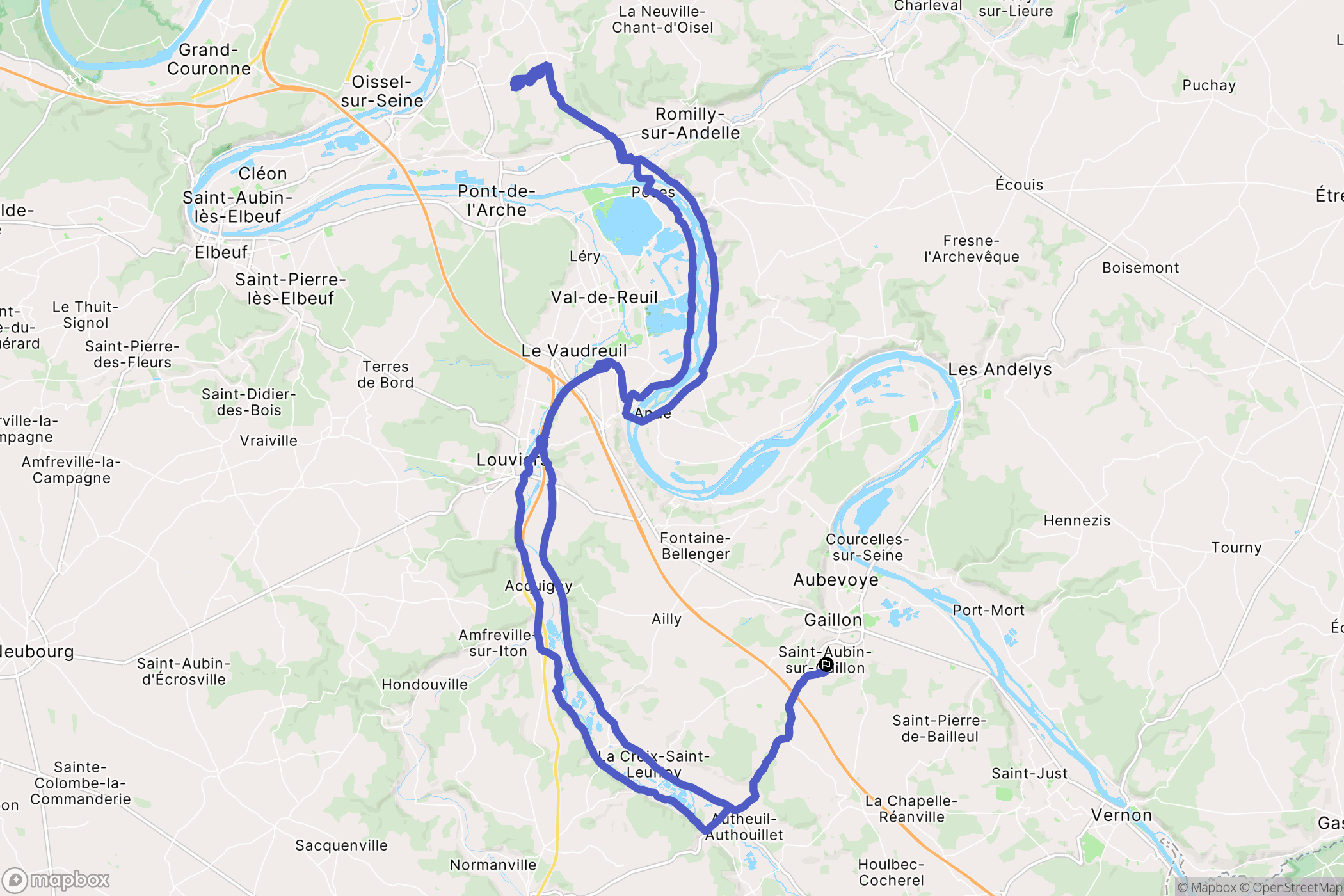 Saint-Aubin-sur-Gaillon : carte du parcours de randonnée - France