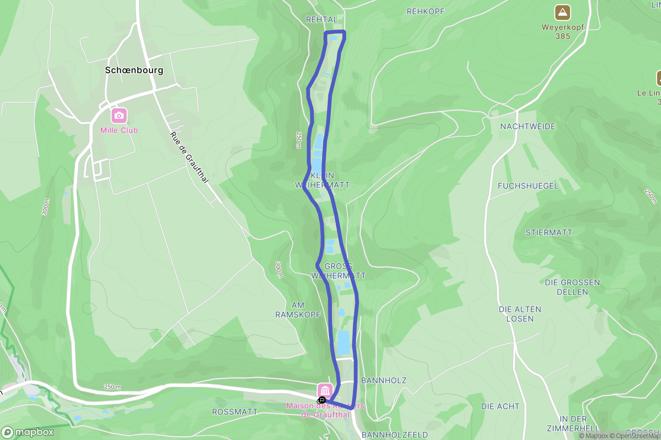 Eschbourg : carte du parcours de randonnée - France