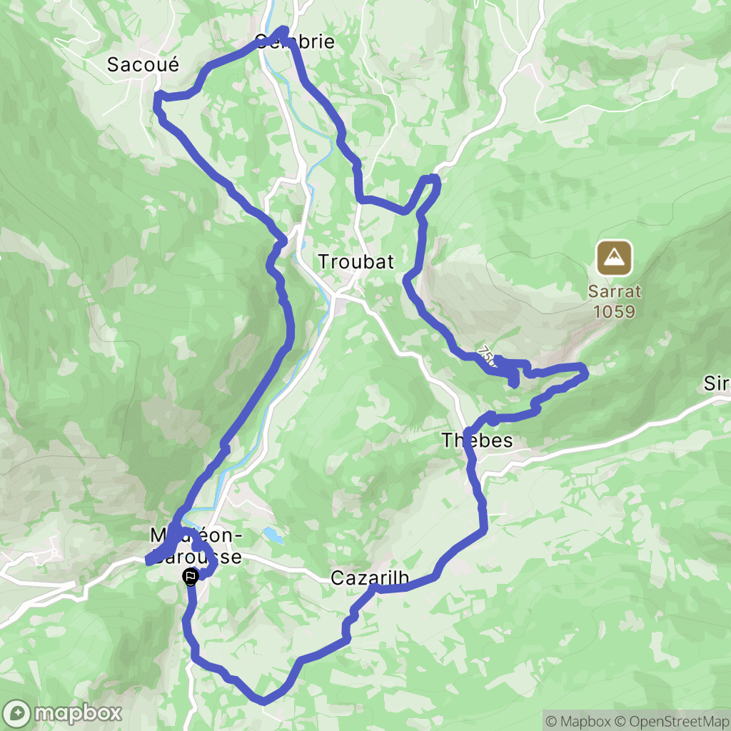 Mauléon-Barousse : carte du parcours de randonnée - France