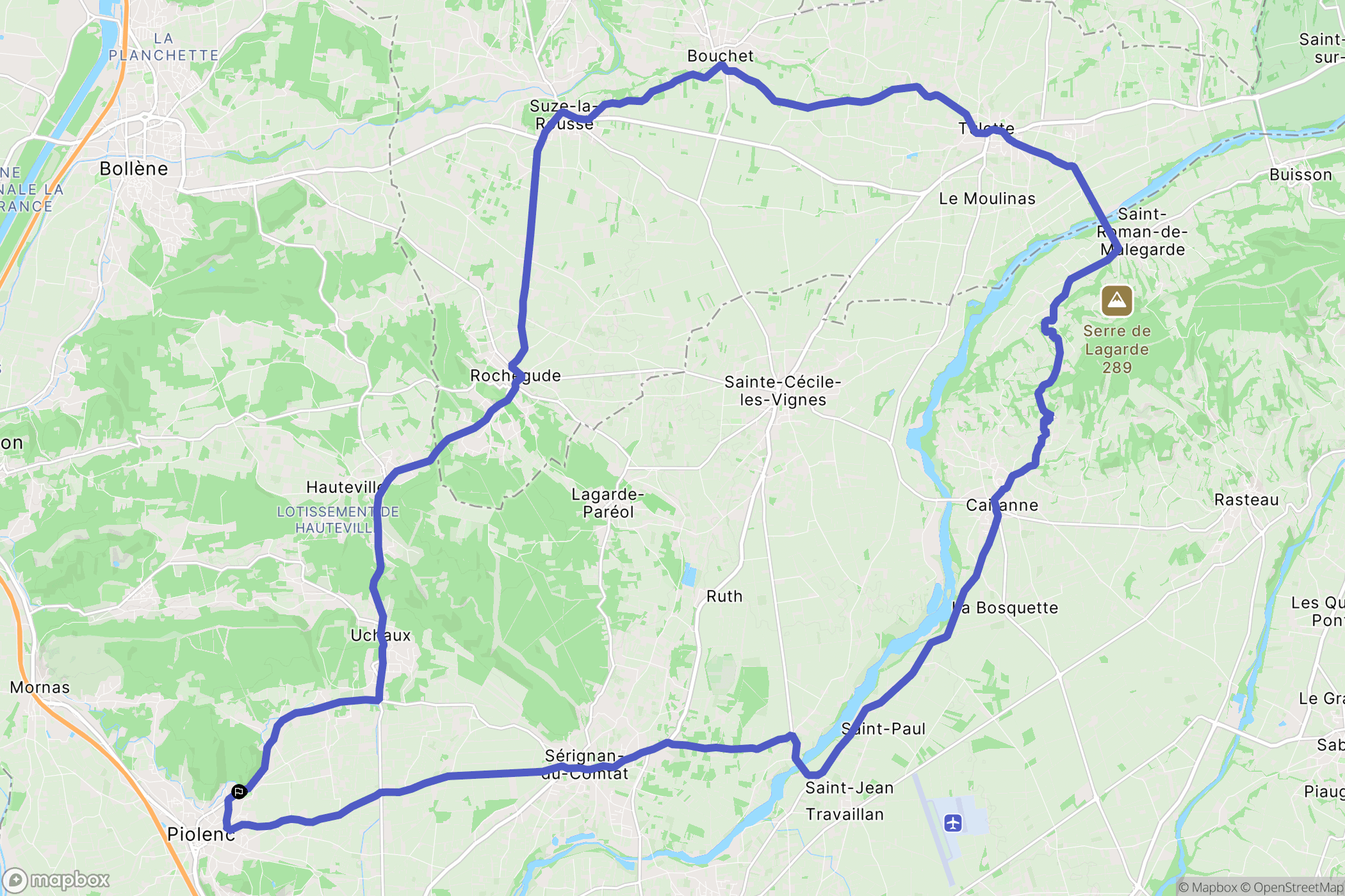 Piolenc : carte du parcours de randonnée - France