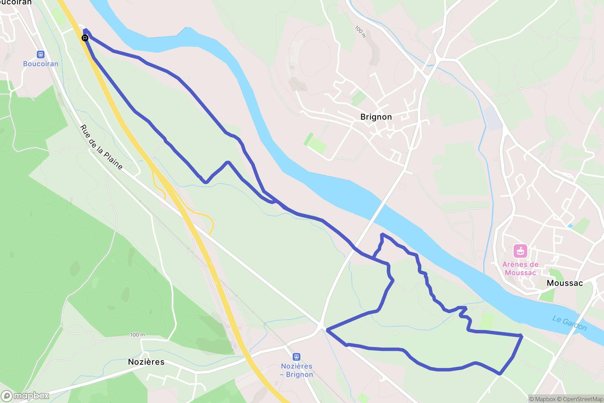 Boucoiran-et-Nozières : carte du parcours de randonnée - France