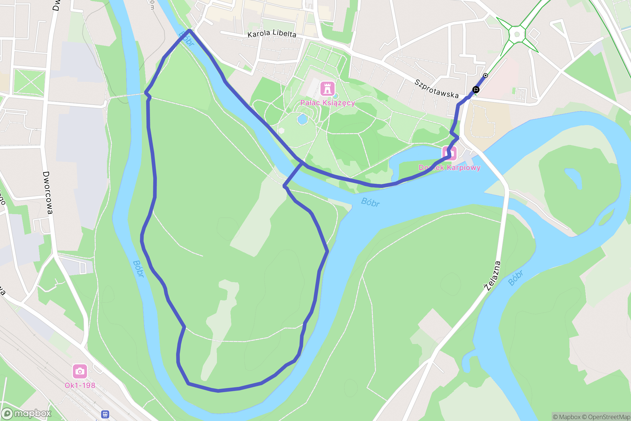 Żagań: mapa trasy - Poland