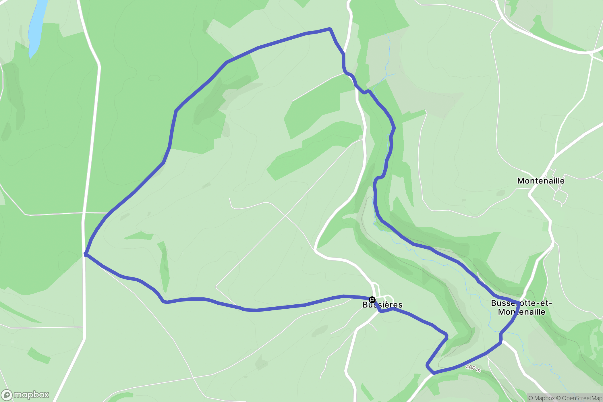 Bussières : carte du parcours de randonnée - France