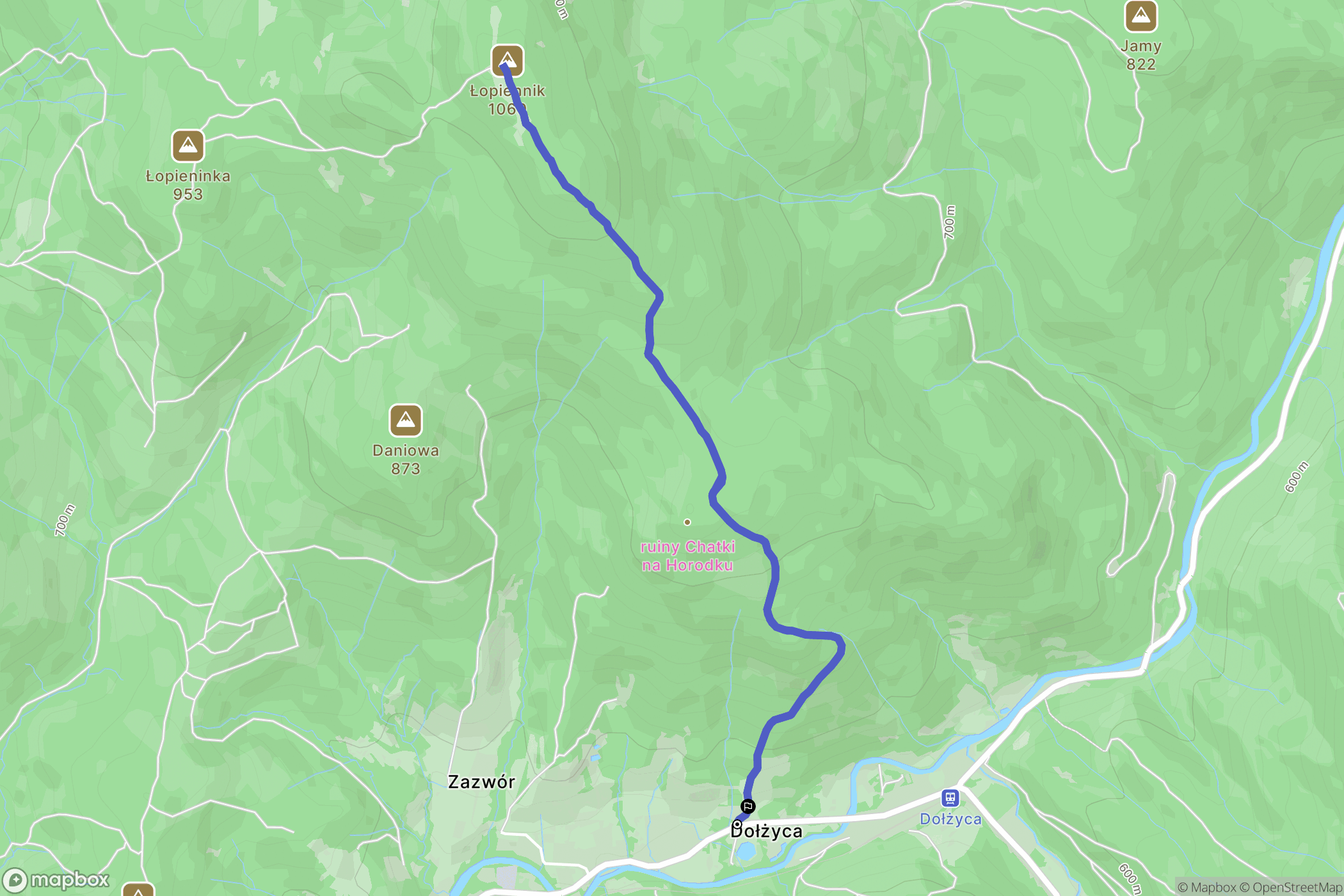 Dołżyca: mapa trasy - Poland