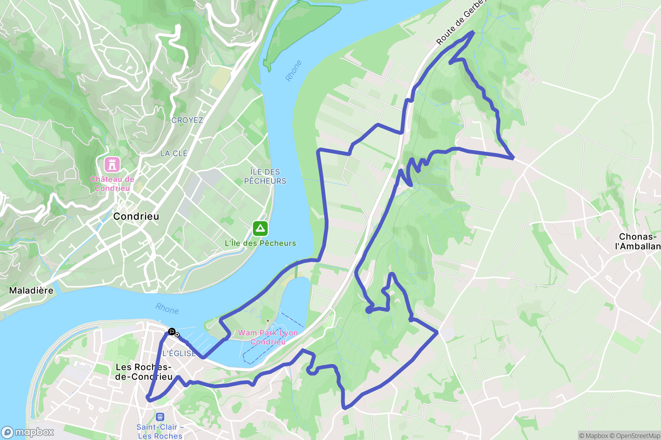 Les Roches-de-Condrieu : carte du parcours de randonnée - France