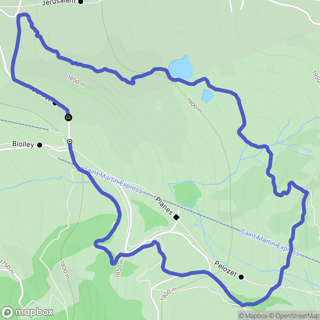 Les Belleville : carte du parcours de randonnée - France