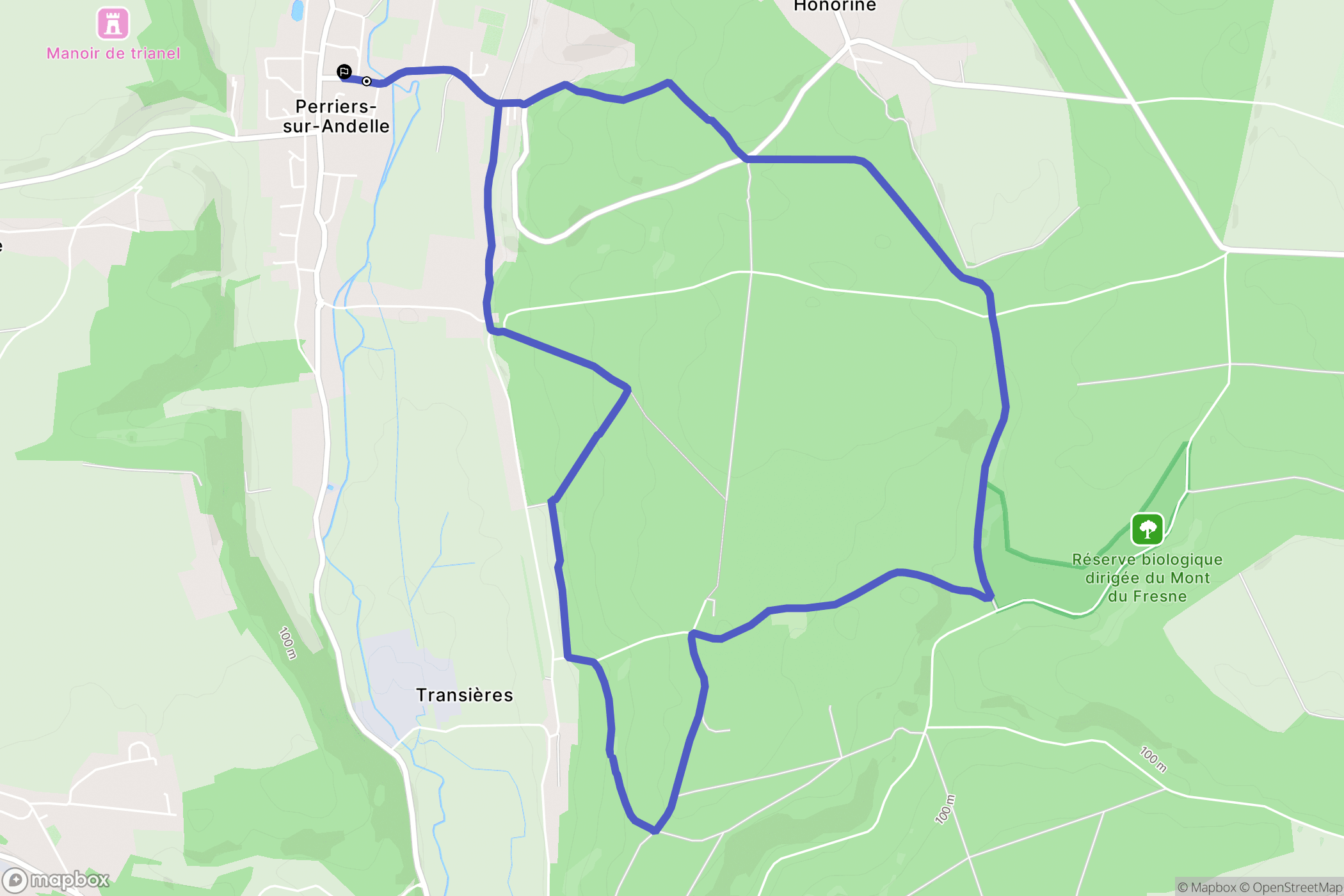 Perriers-sur-Andelle : carte du parcours de randonnée - France