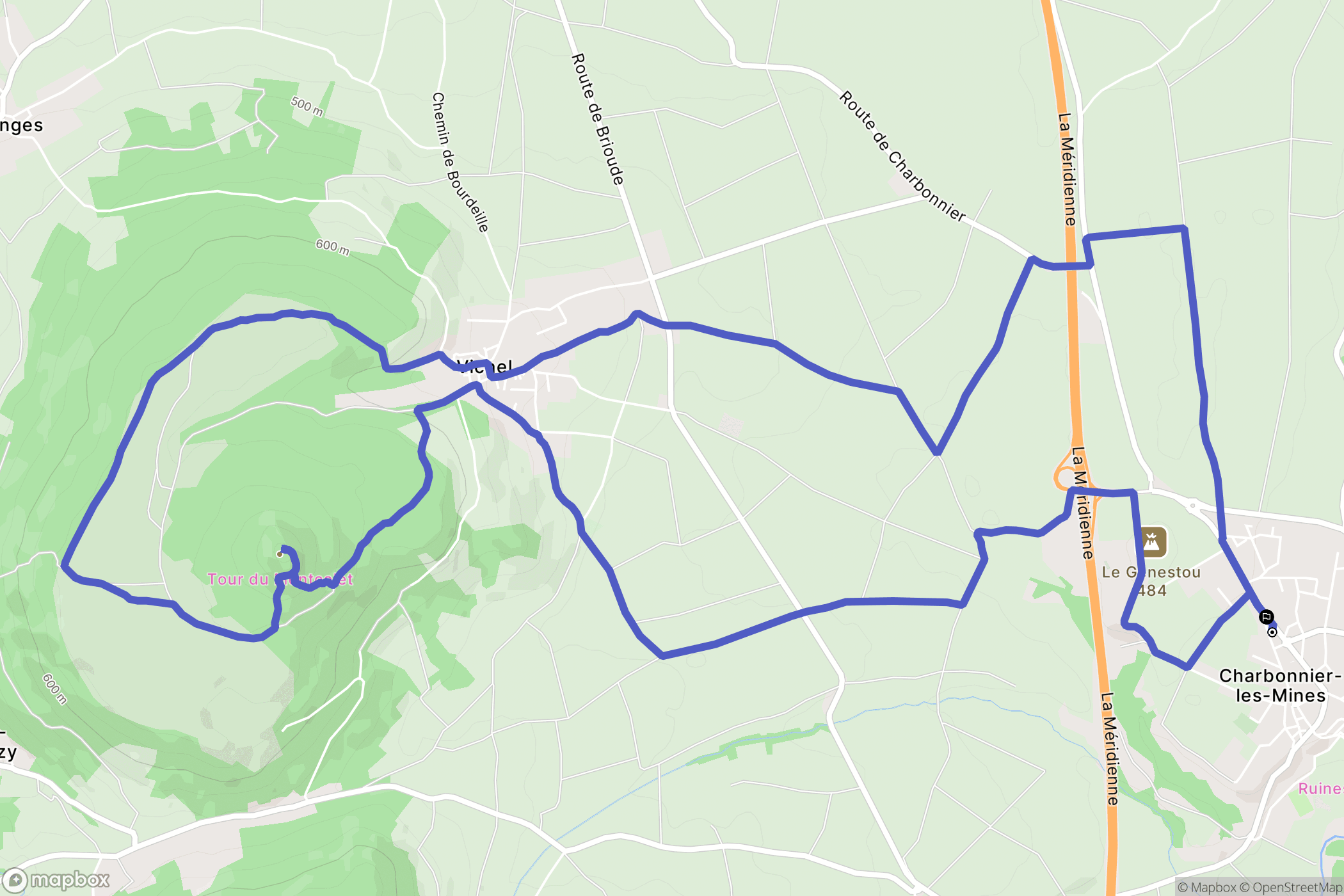 Charbonnier-les-Mines : carte du parcours de randonnée - France