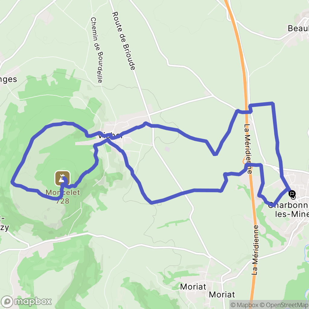 Charbonnier-les-Mines : carte du parcours de randonnée - France