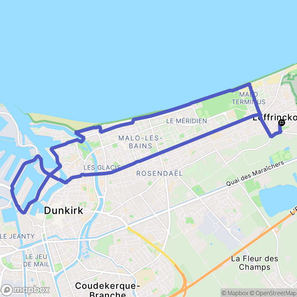 Leffrinckoucke : carte du parcours de randonnée - France