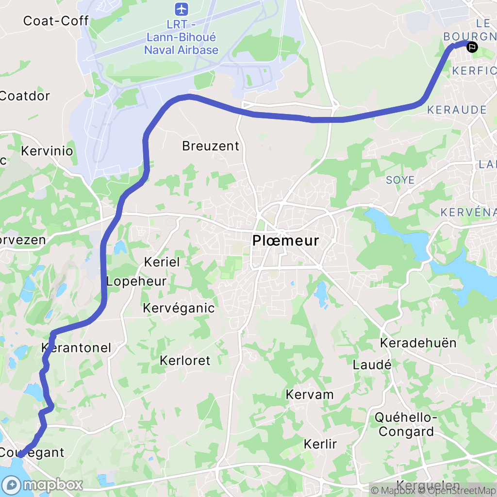 Lorient : carte du parcours de randonnée - France