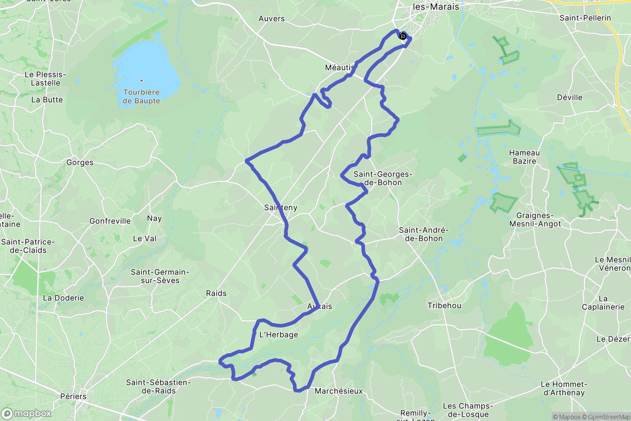 Carentan-les-Marais : carte du parcours de randonnée - France