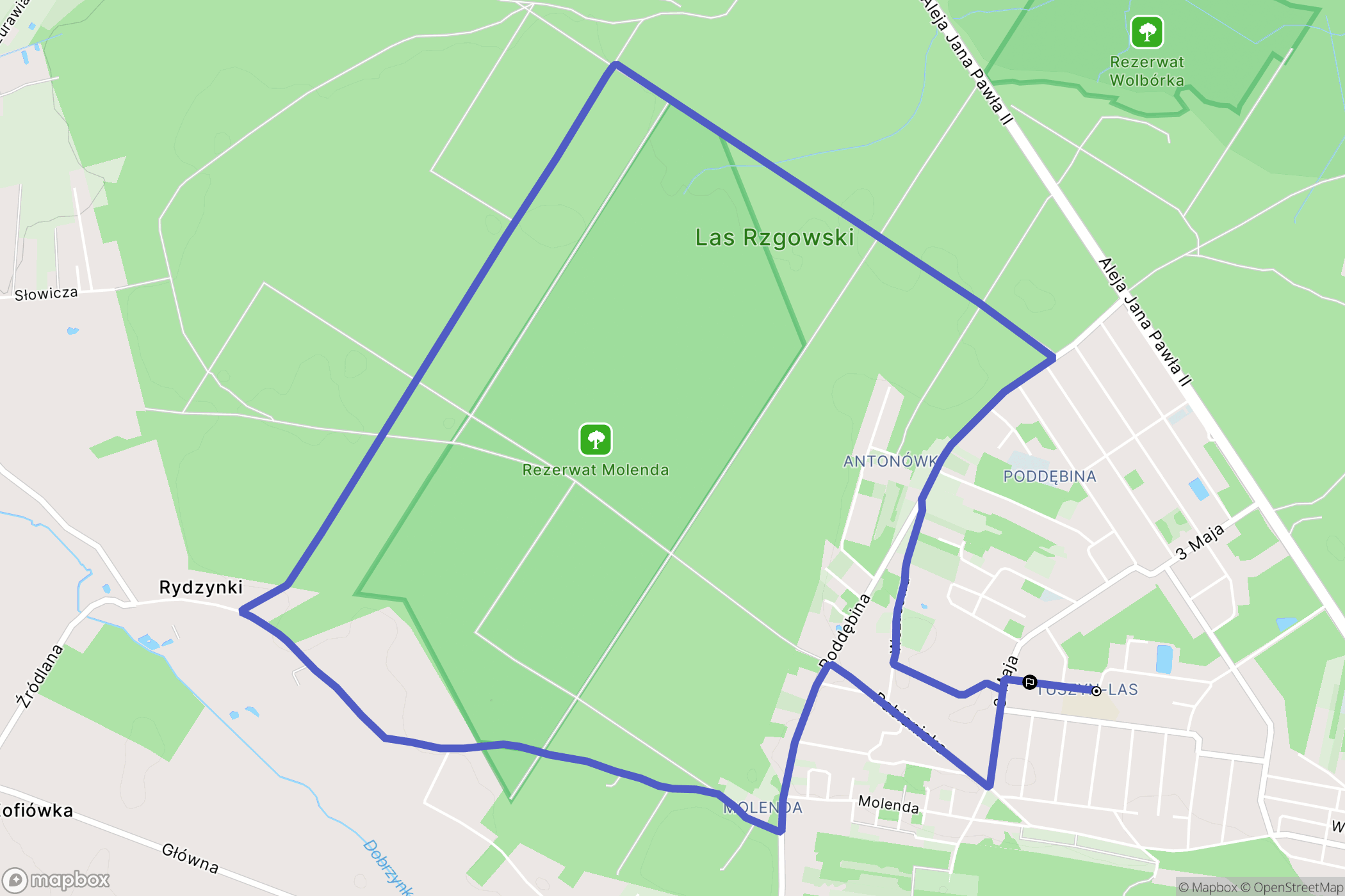 Tuszyn: mapa trasy - Poland