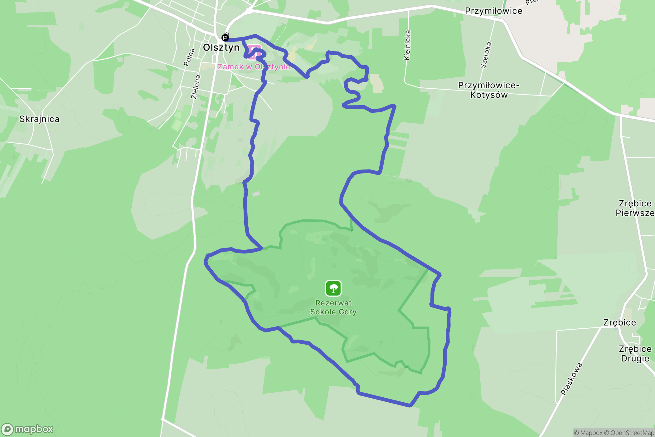 Olsztyn: mapa trasy - Poland