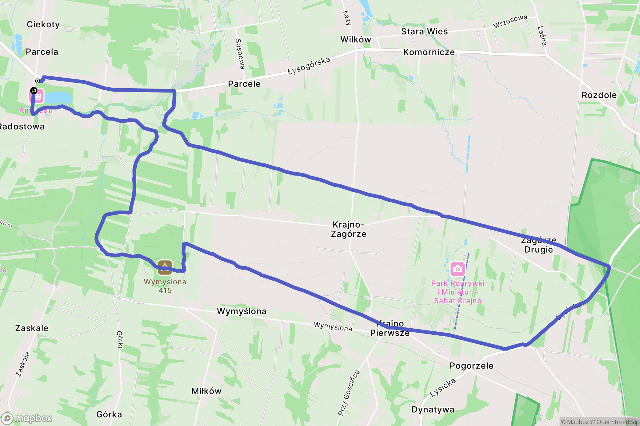 Ciekoty: mapa trasy - Poland