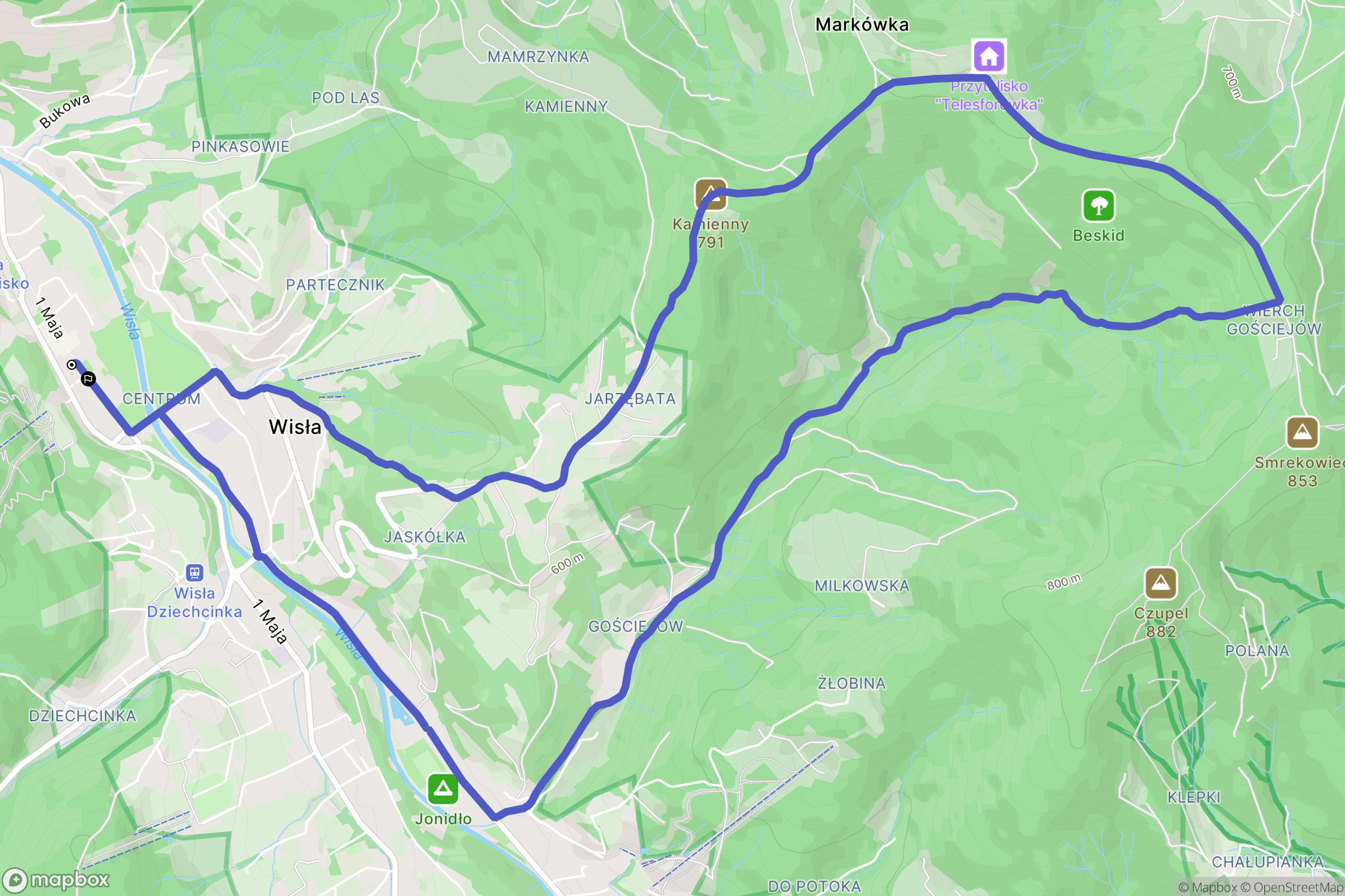 Wisła: mapa trasy - Poland