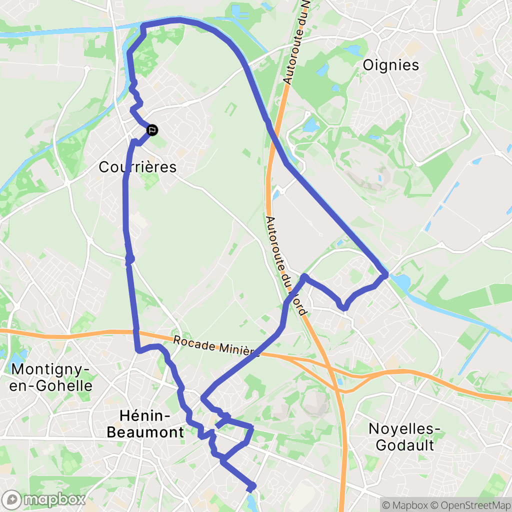 Courrières : carte du parcours de randonnée - France