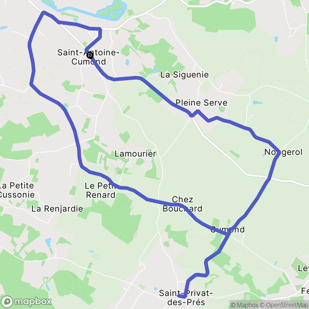 Saint Privat en Périgord : carte du parcours de randonnée - France