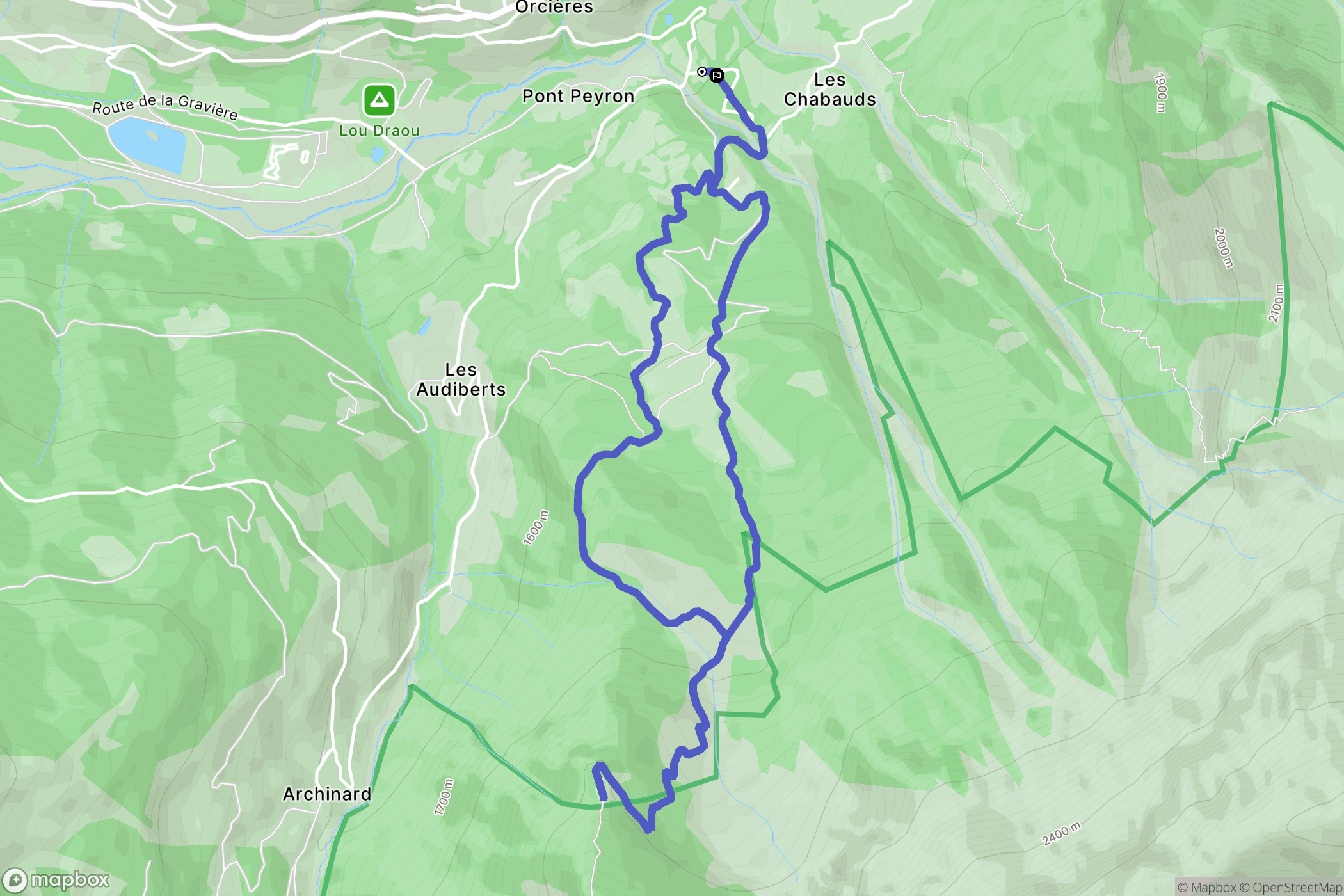 Orcières : carte du parcours de randonnée - France