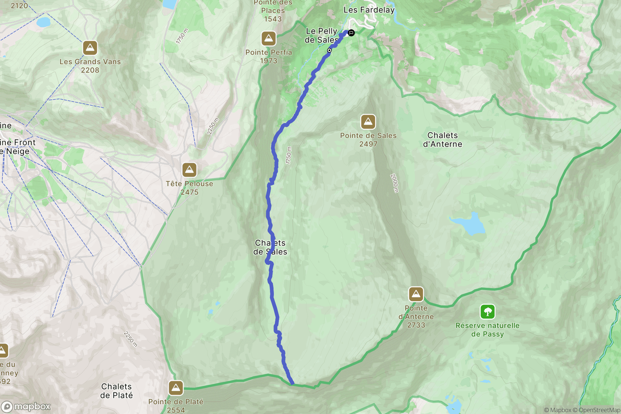 Sixt-Fer-à-Cheval : carte du parcours de randonnée - France