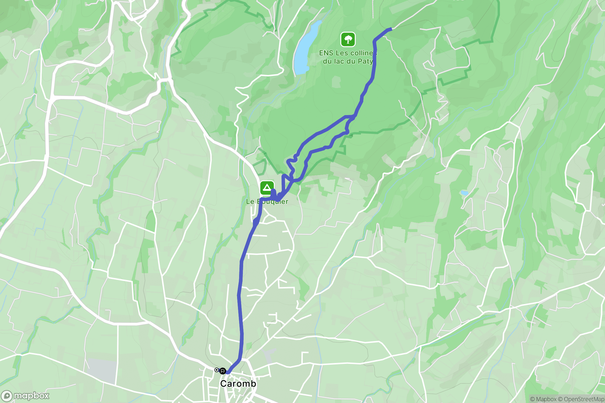 Caromb : carte du parcours de randonnée - France
