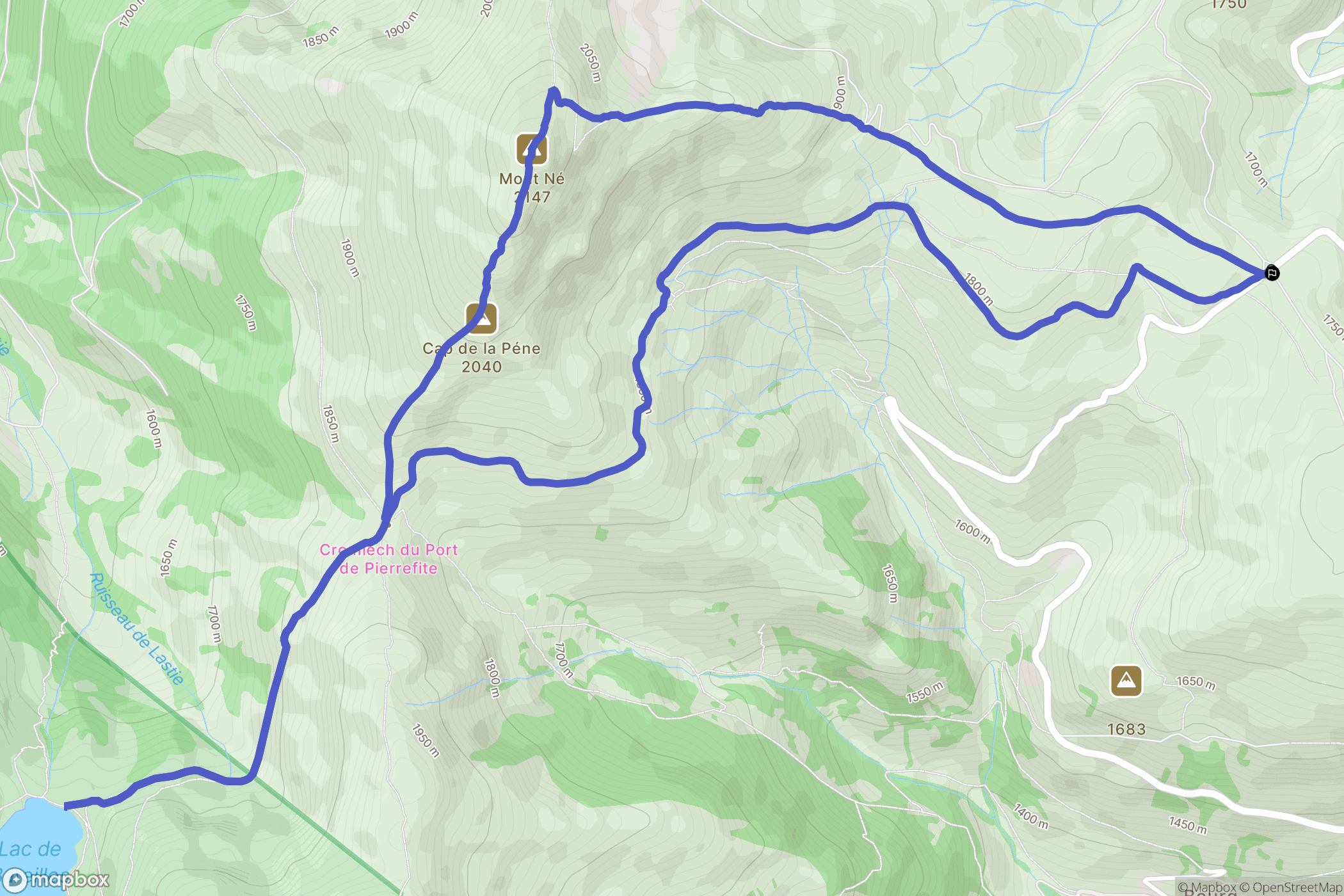 Ferrere : carte du parcours de randonnée - France