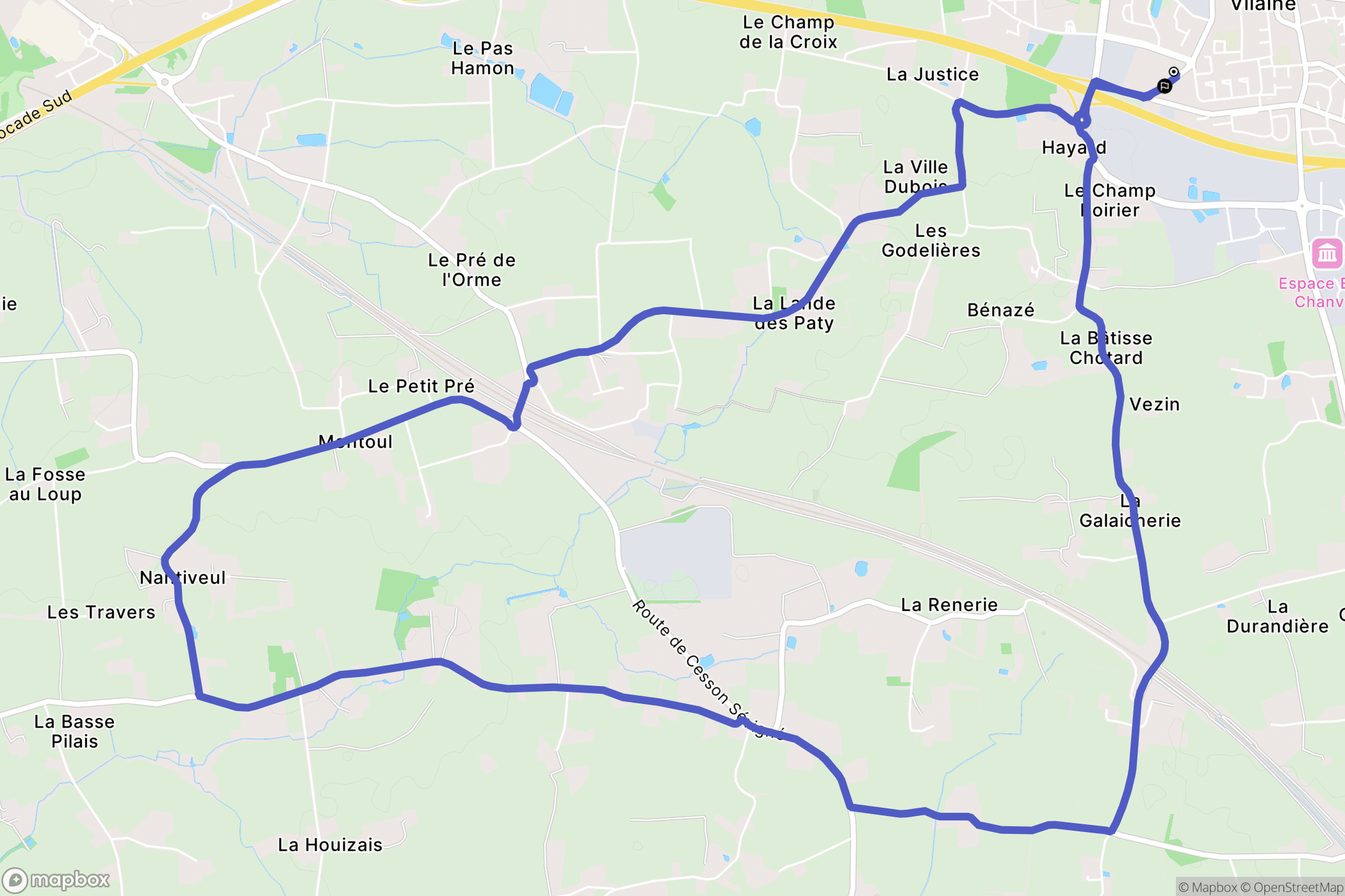 Noyal-sur-Vilaine : carte du parcours de randonnée - France