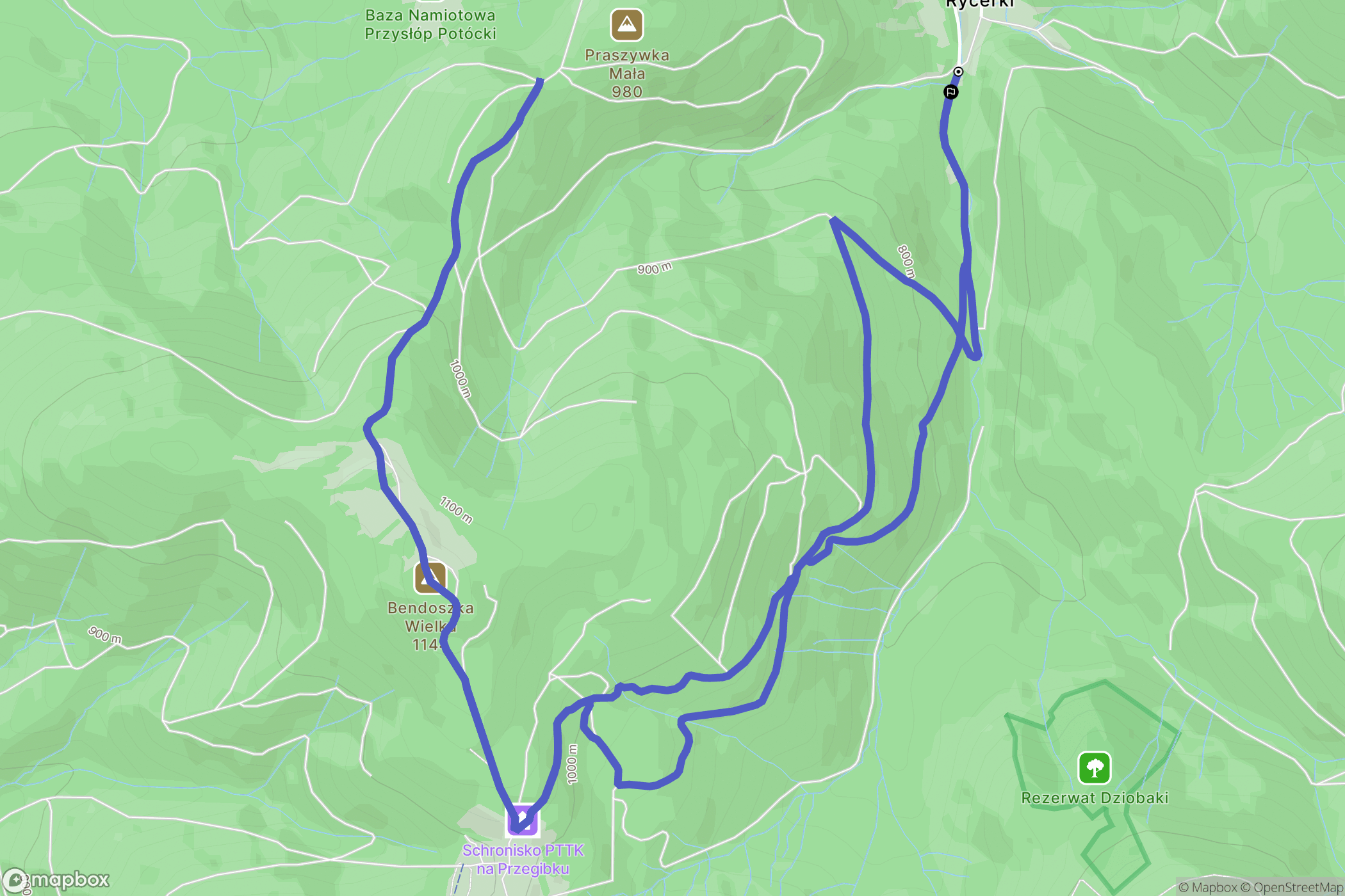 Rycerka Górna: mapa trasy - Poland