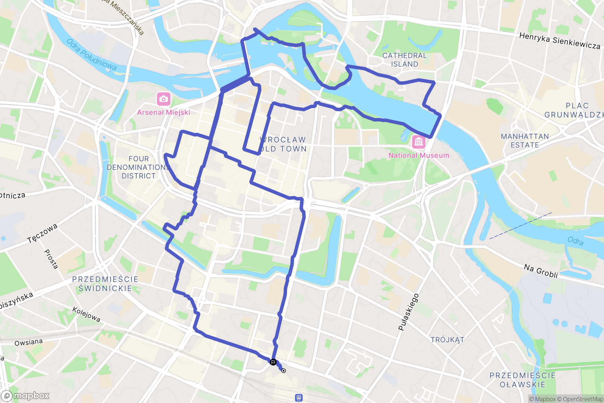 Wrocław: mapa trasy - Poland