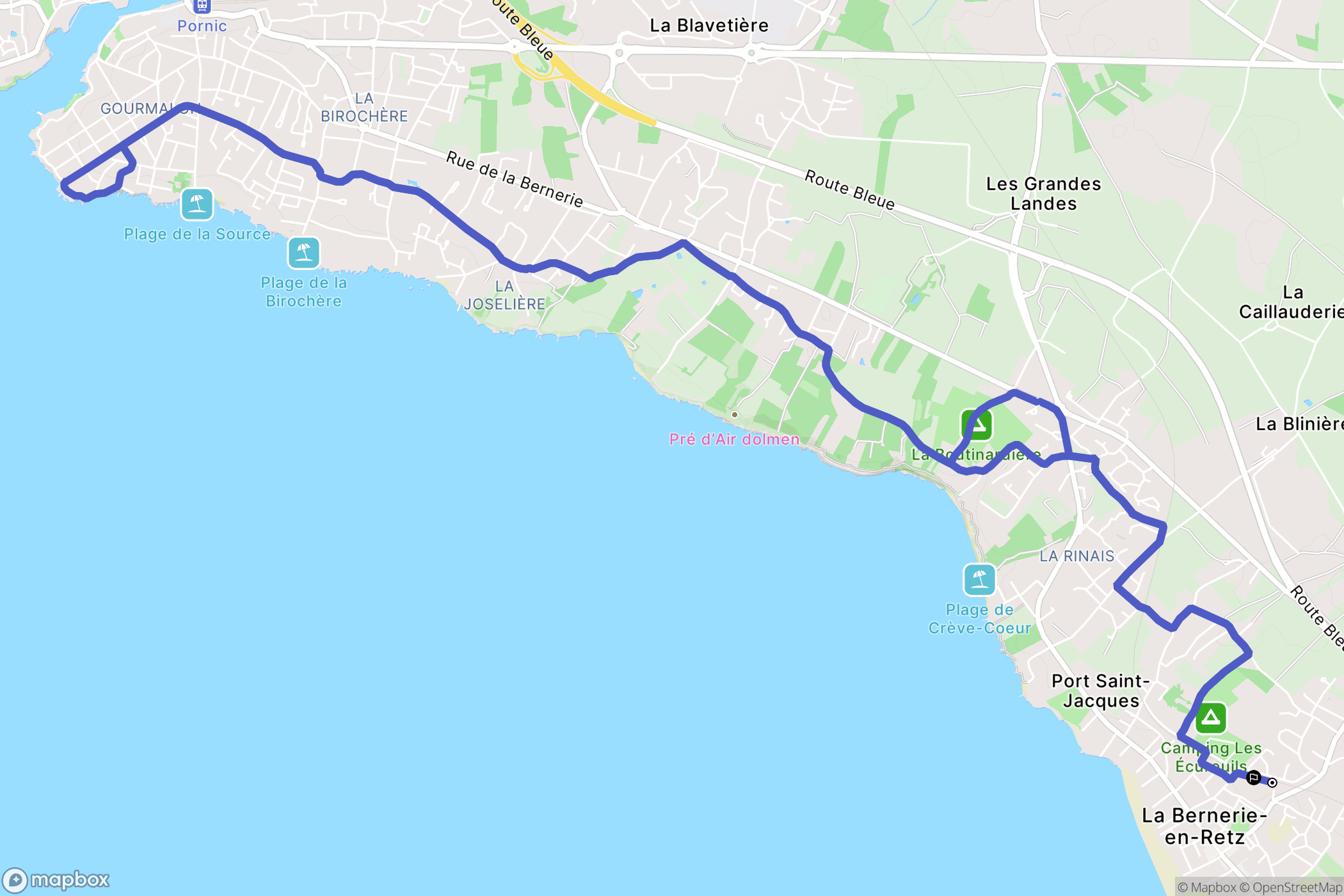 La Bernerie-en-Retz : carte du parcours de randonnée - France